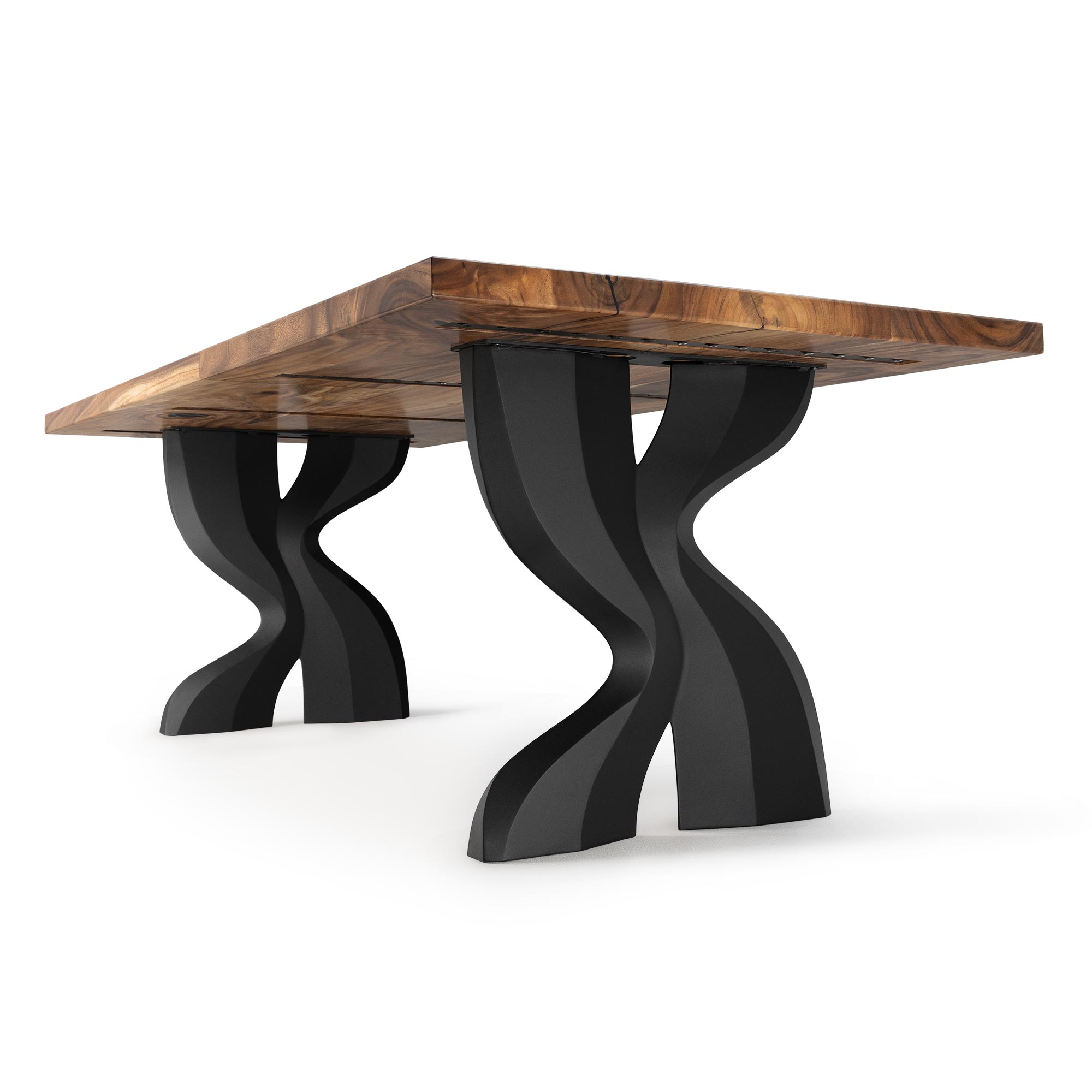 Dining Table with Delta 28.5" H Modern Metal Table Legs - natural wood tabletop white background