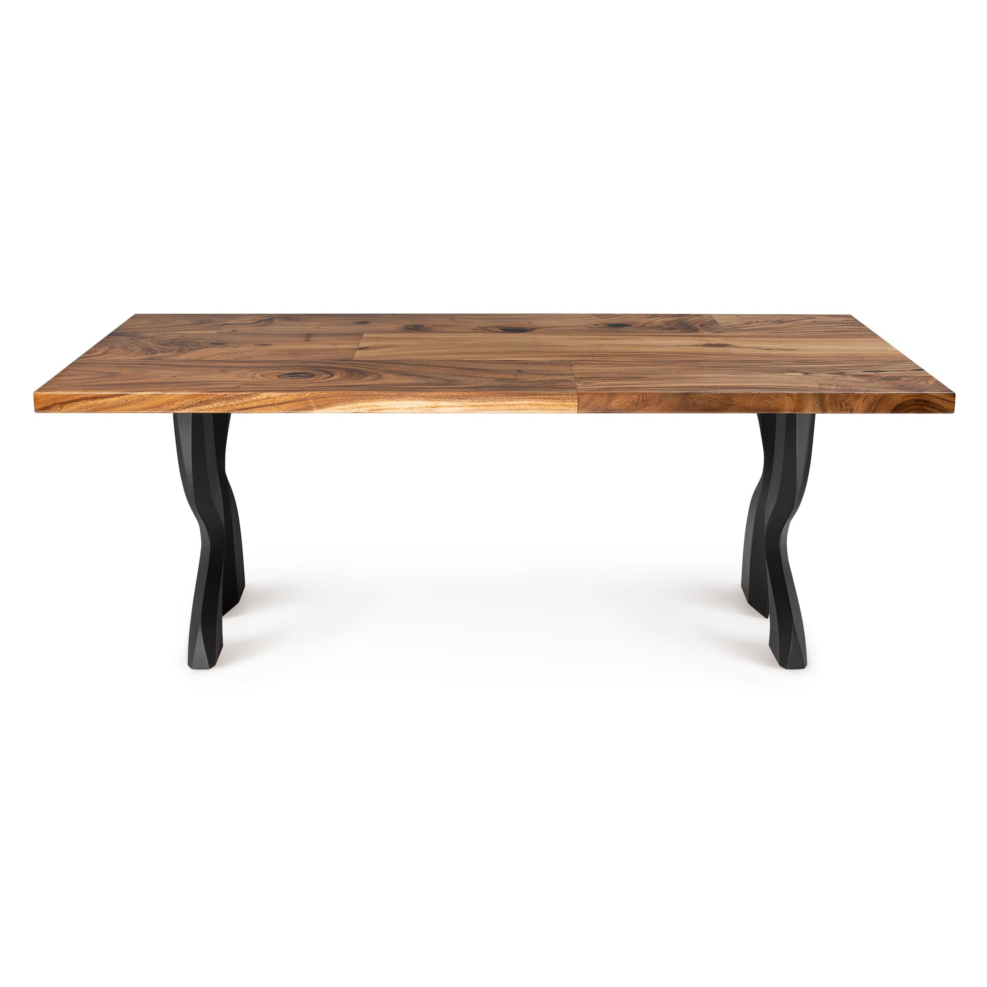 Dining Table with Delta 28.5" H Modern Metal Table Legs - natural wood tabletop center white background