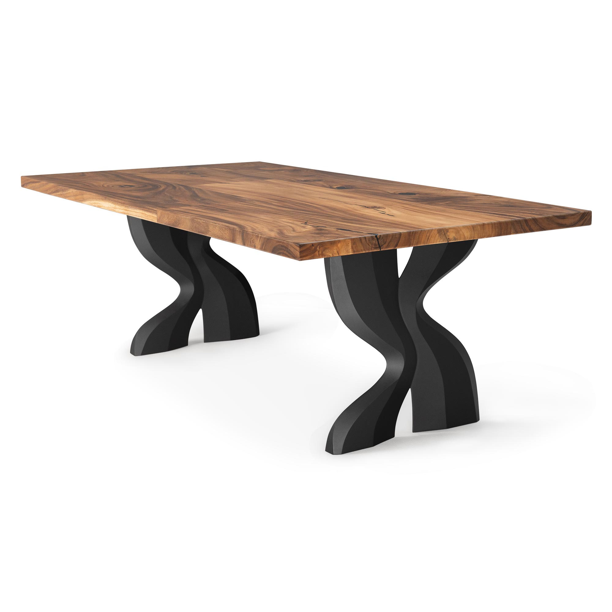 Dining Table with Delta 28.5" H Modern Metal Table Legs - natural wood tabletop side white background