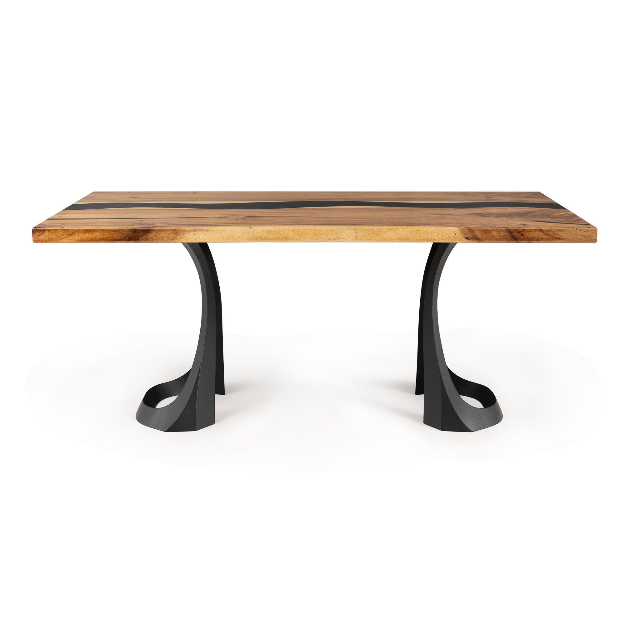 Dining Table with Fello 28.5" H Metal Table Legs - epoxy table top side white background