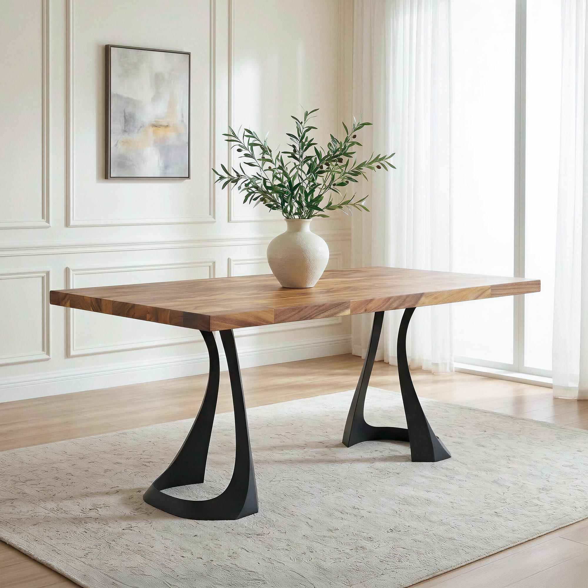 Dining Table with Fello 28.5" H Metal Table Legs - natural wood table top interior