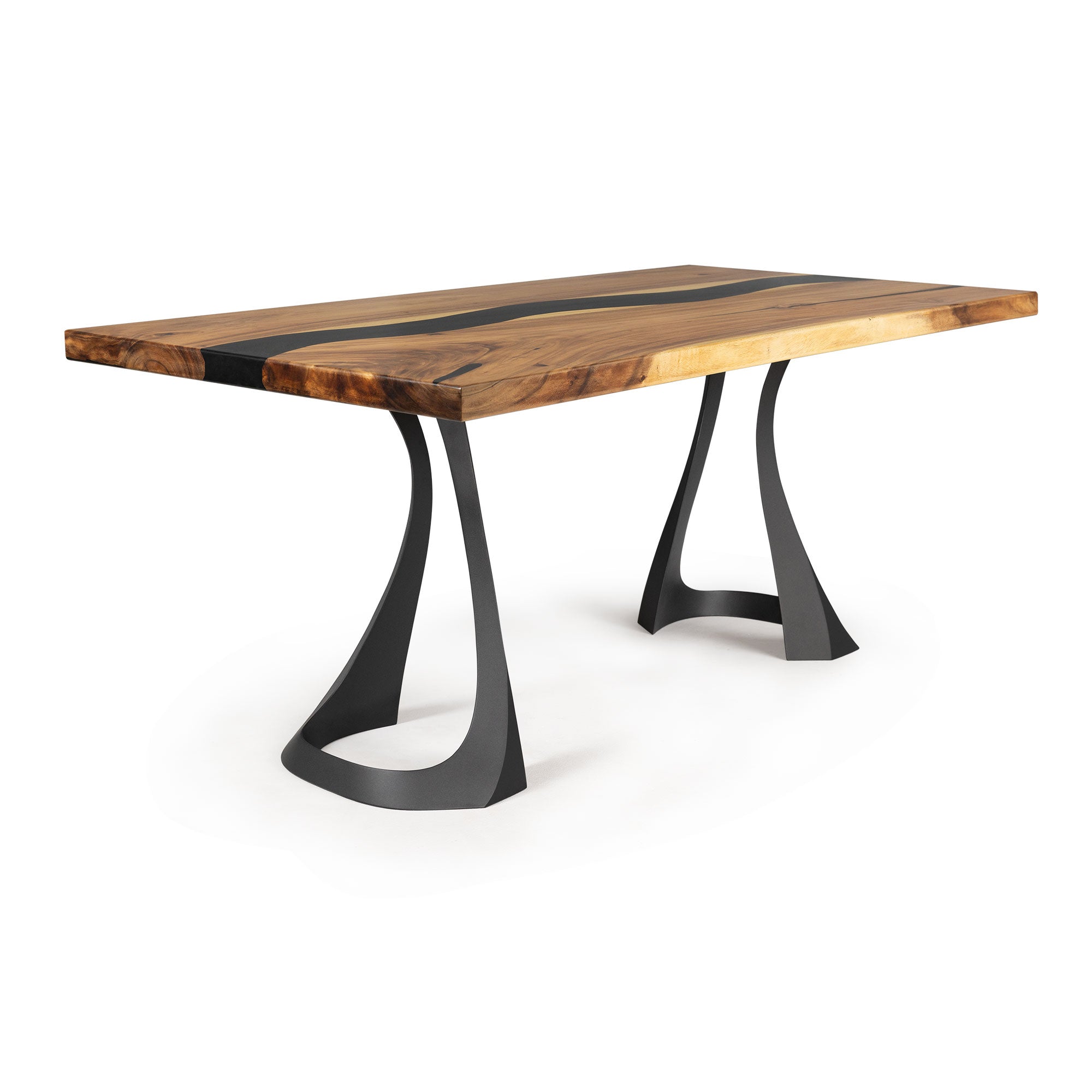 Dining Table with Fello 28.5" H Metal Table Legs - epoxy table top white background