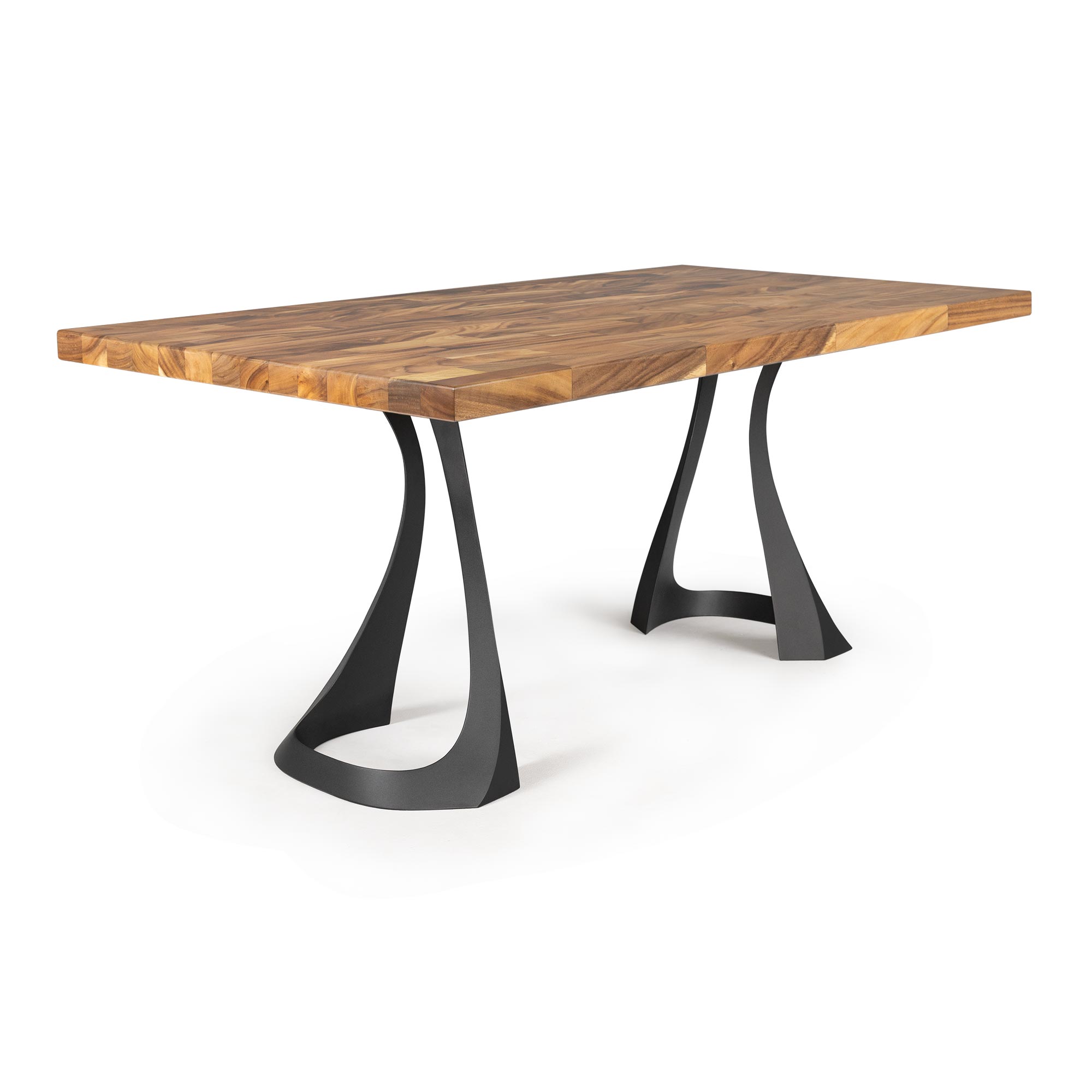 Dining Table with Fello 28.5" H Metal Table Legs - butcher block table top white background