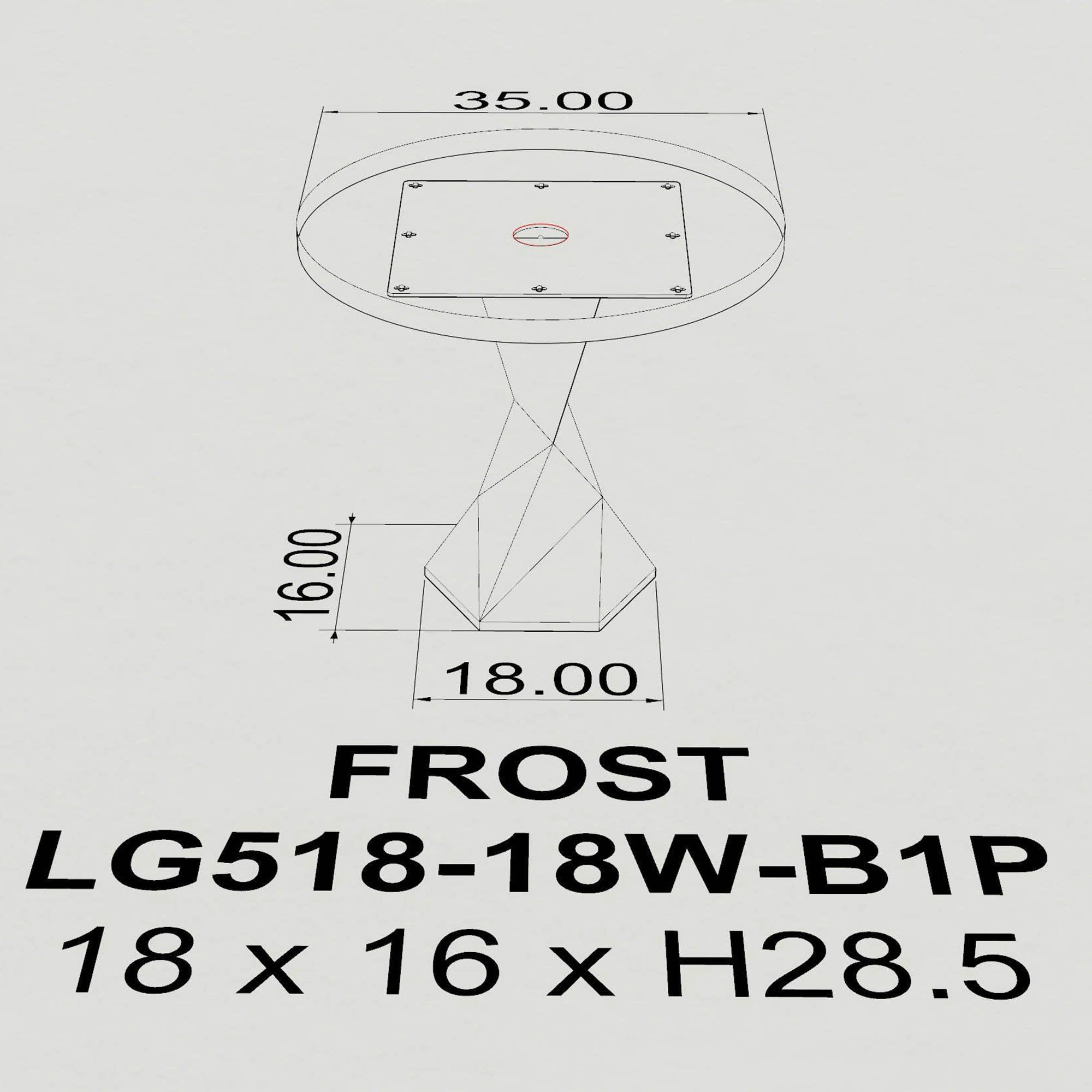 Dining Table with Frost 28.5" H Metal Table Base - bottom dimension 3d drawings