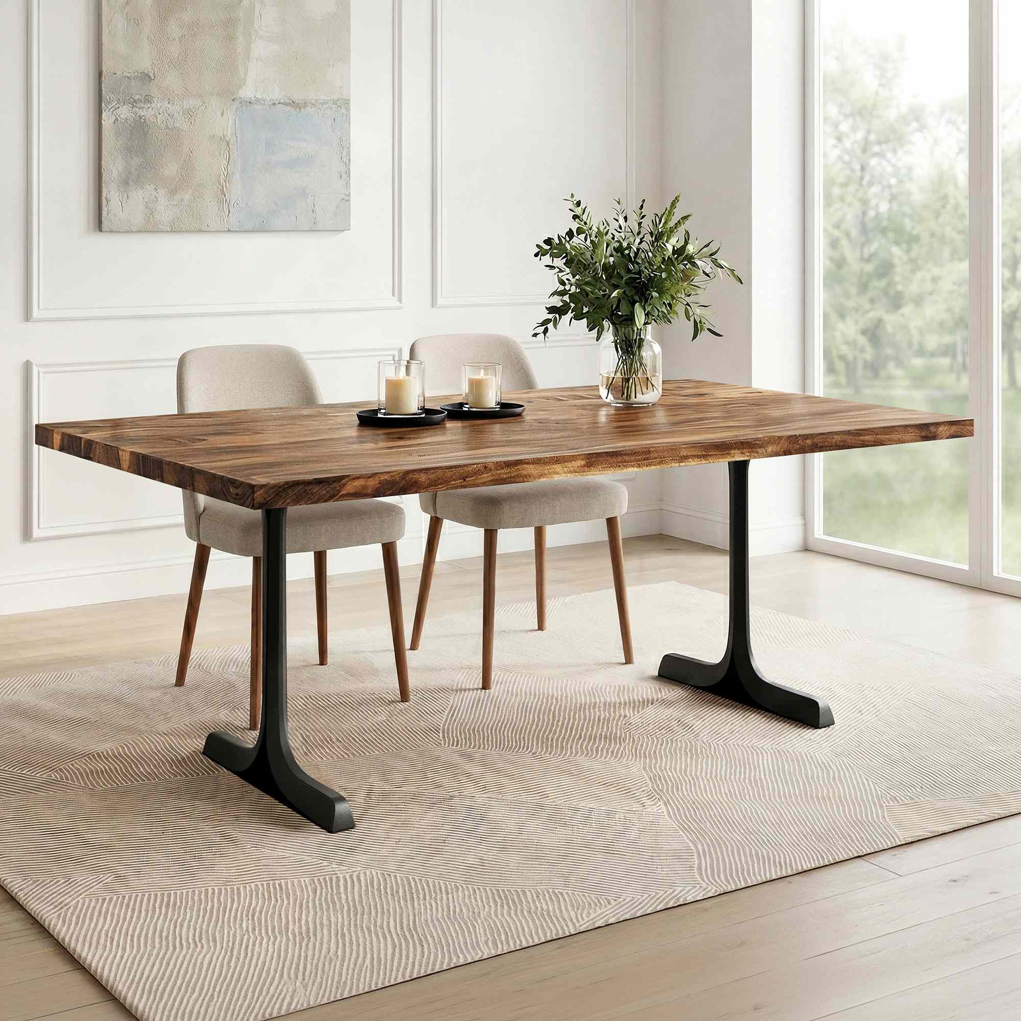 Dining Table with Goblet 28.5" H Steel Table Legs - interior