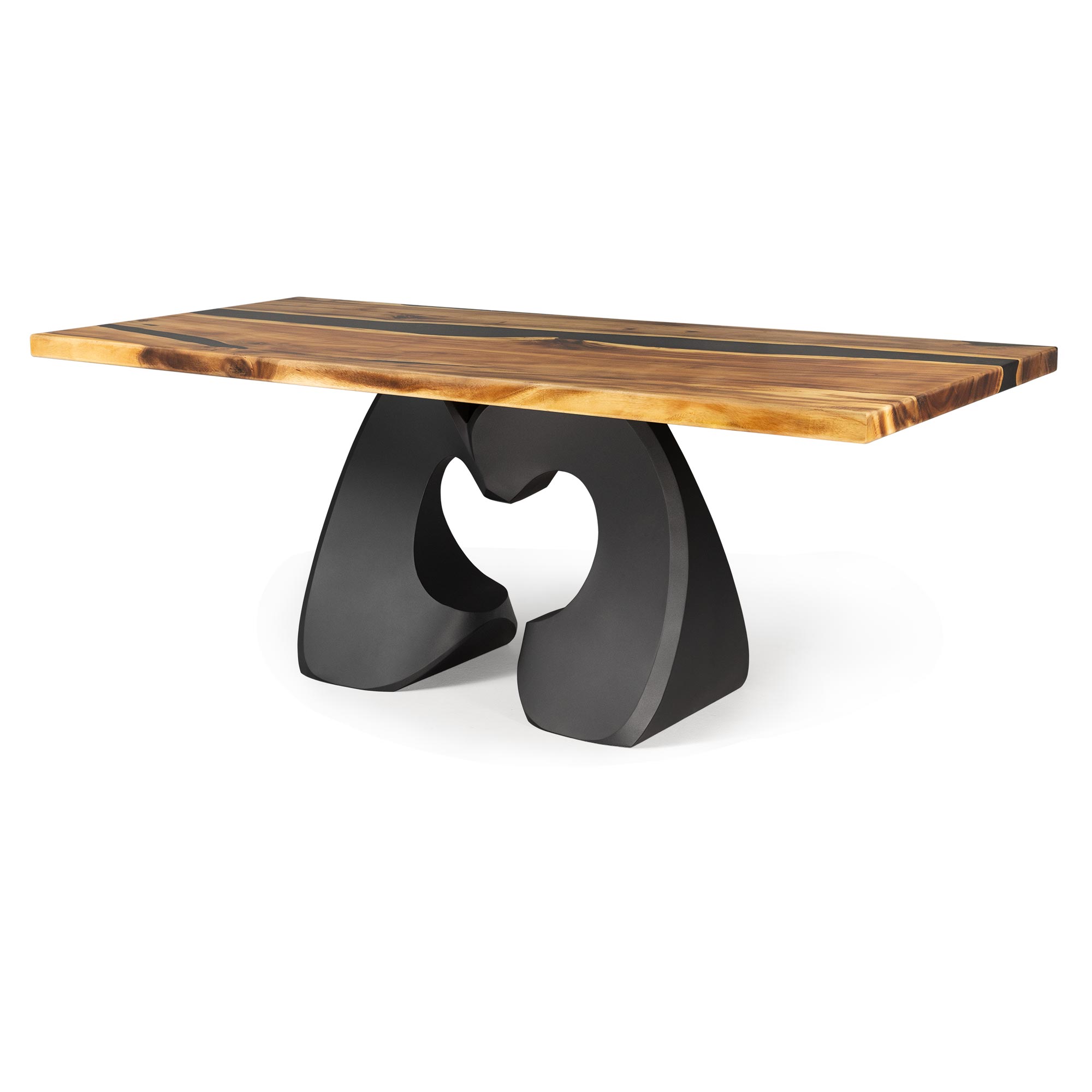 Dining Table with Kraig 28.5" H Metal Table Base - epoxy table top side white background