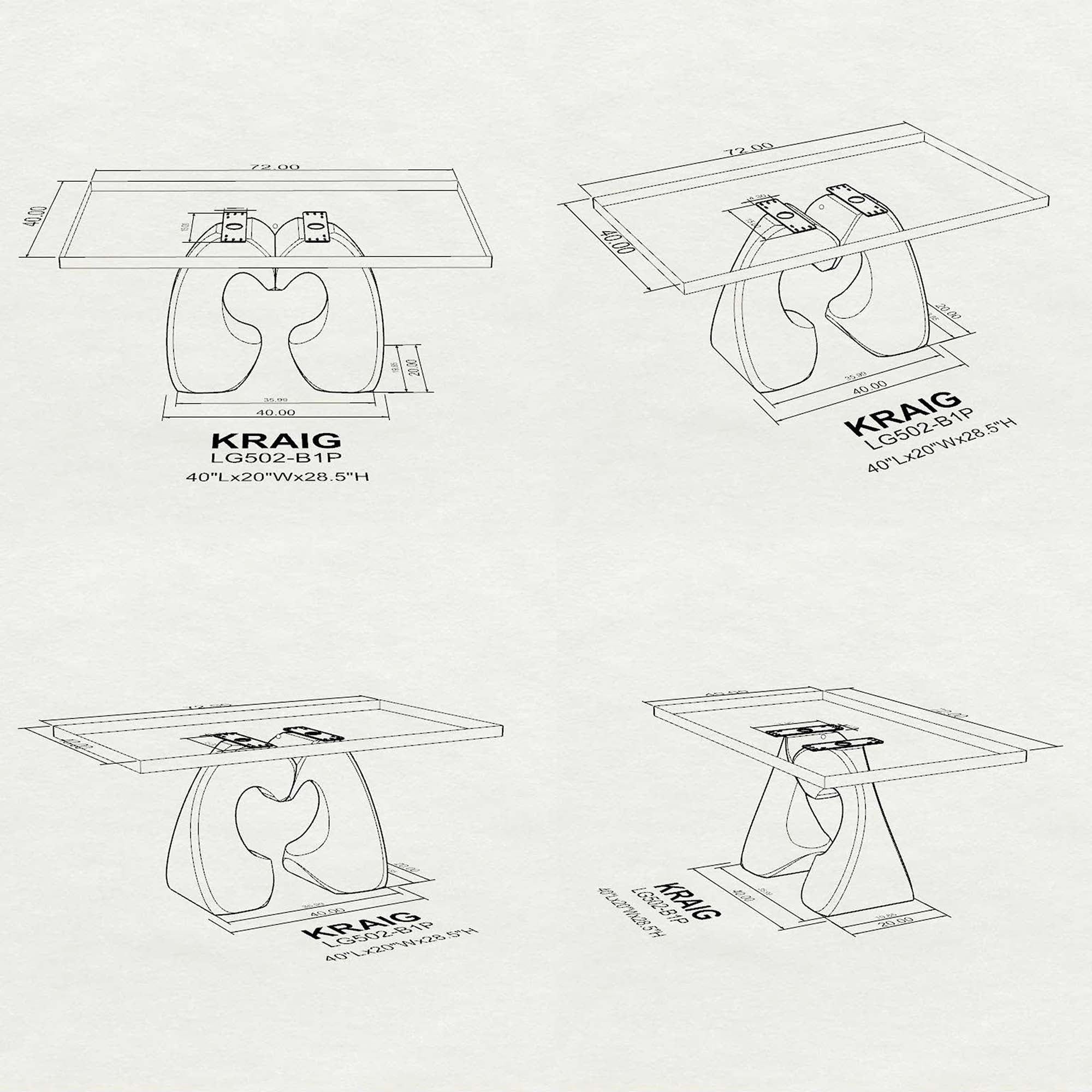 Dining Table with Kraig 28.5" H Metal Table Base - 3d drawings