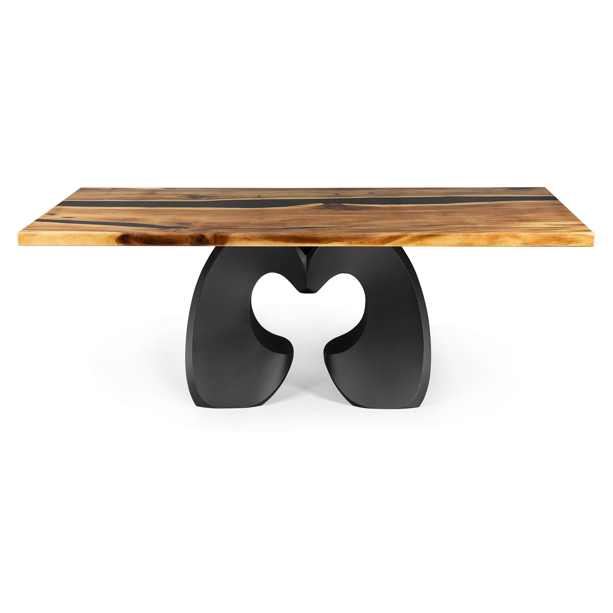 Dining Table with Kraig 28.5" H Metal Table Base - epoxy table top center white background