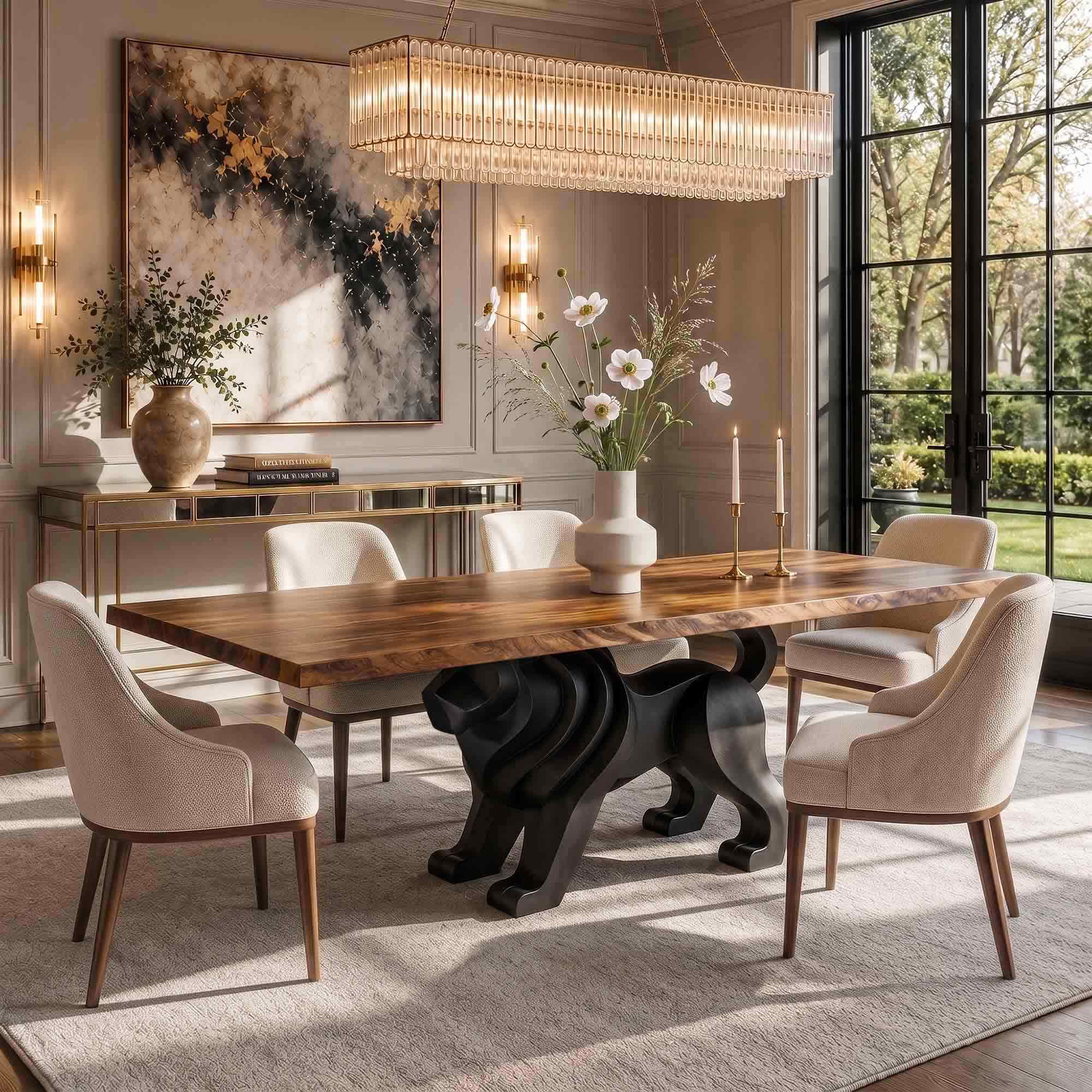 Dining Table with Leo 28.5" H Metal Table Base for Large Rectangular Top
- thumb