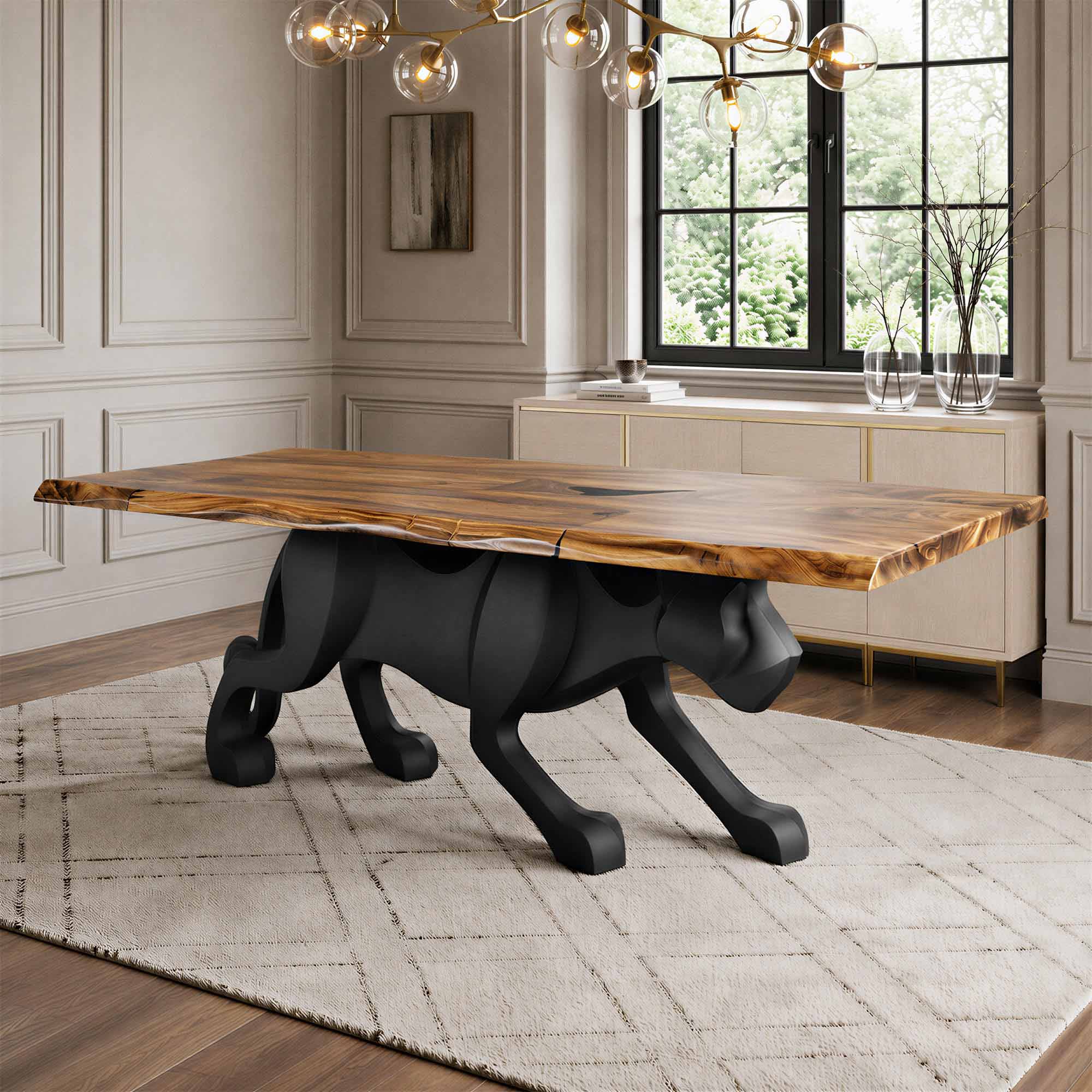 Dining Table with Panthera 28.5" Metal Table Base for Modern Kitchen - Natural tabletop interior