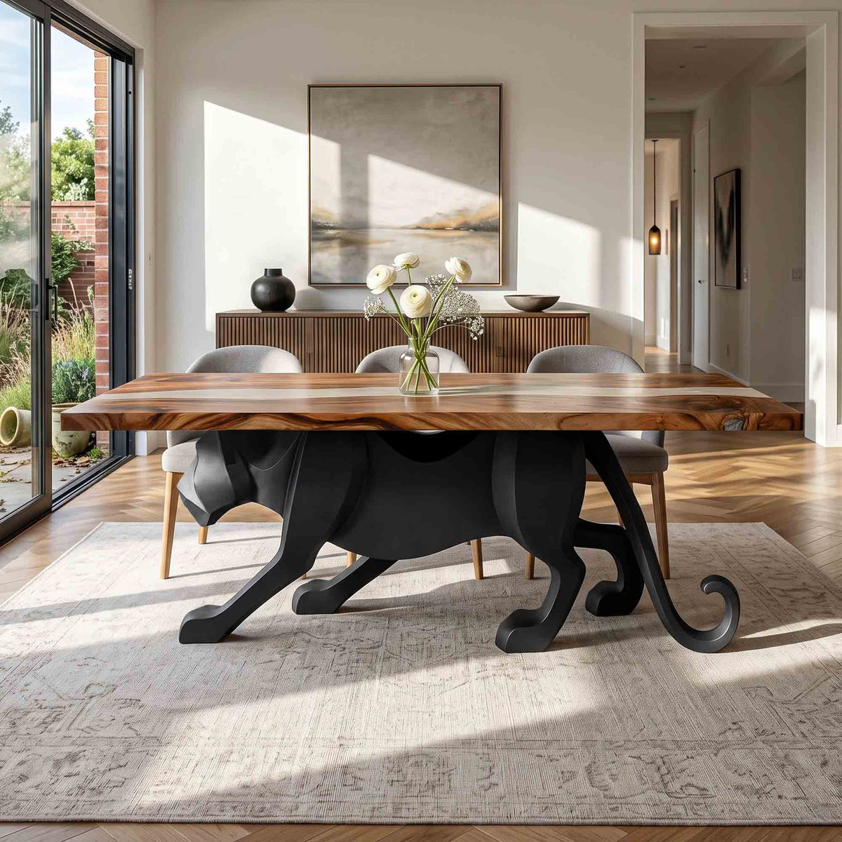 Dining Table with Panthera 28.5" Metal Table Base for Modern Kitchen - Interior