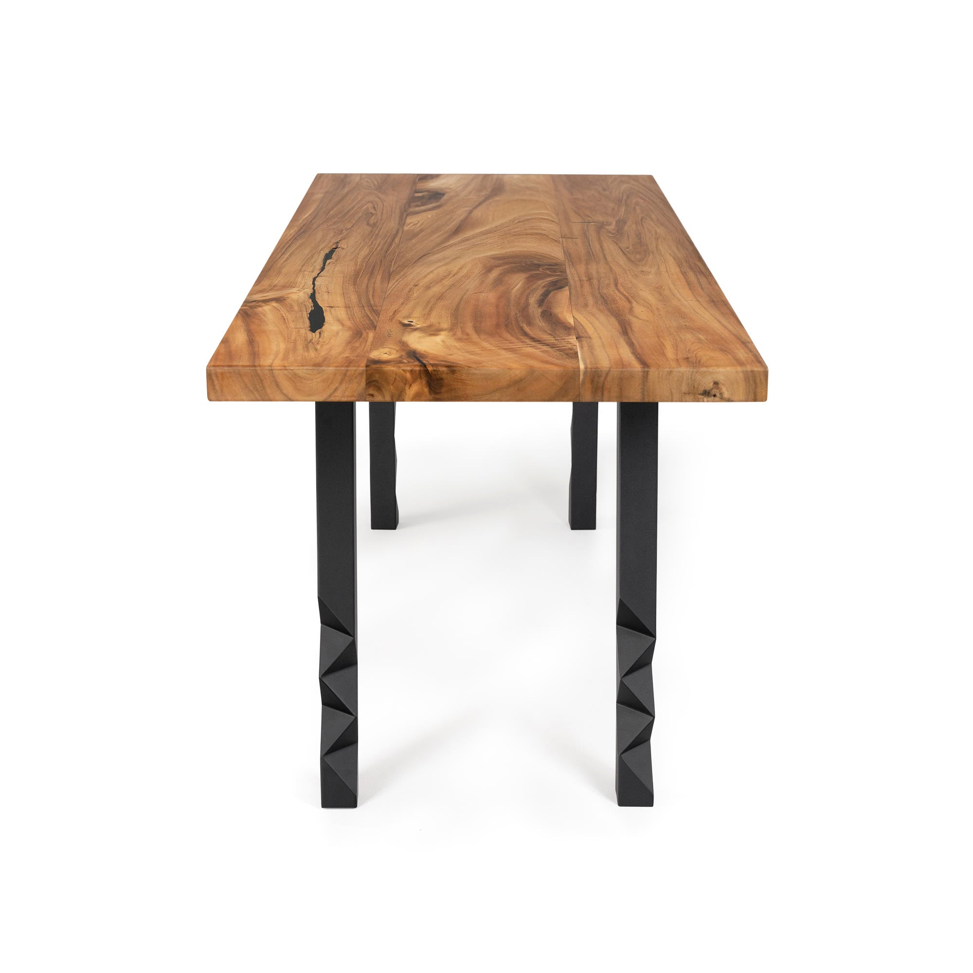 Dining Table with Pascal 28.5" H Metal Table Base - natural wood table top center white background