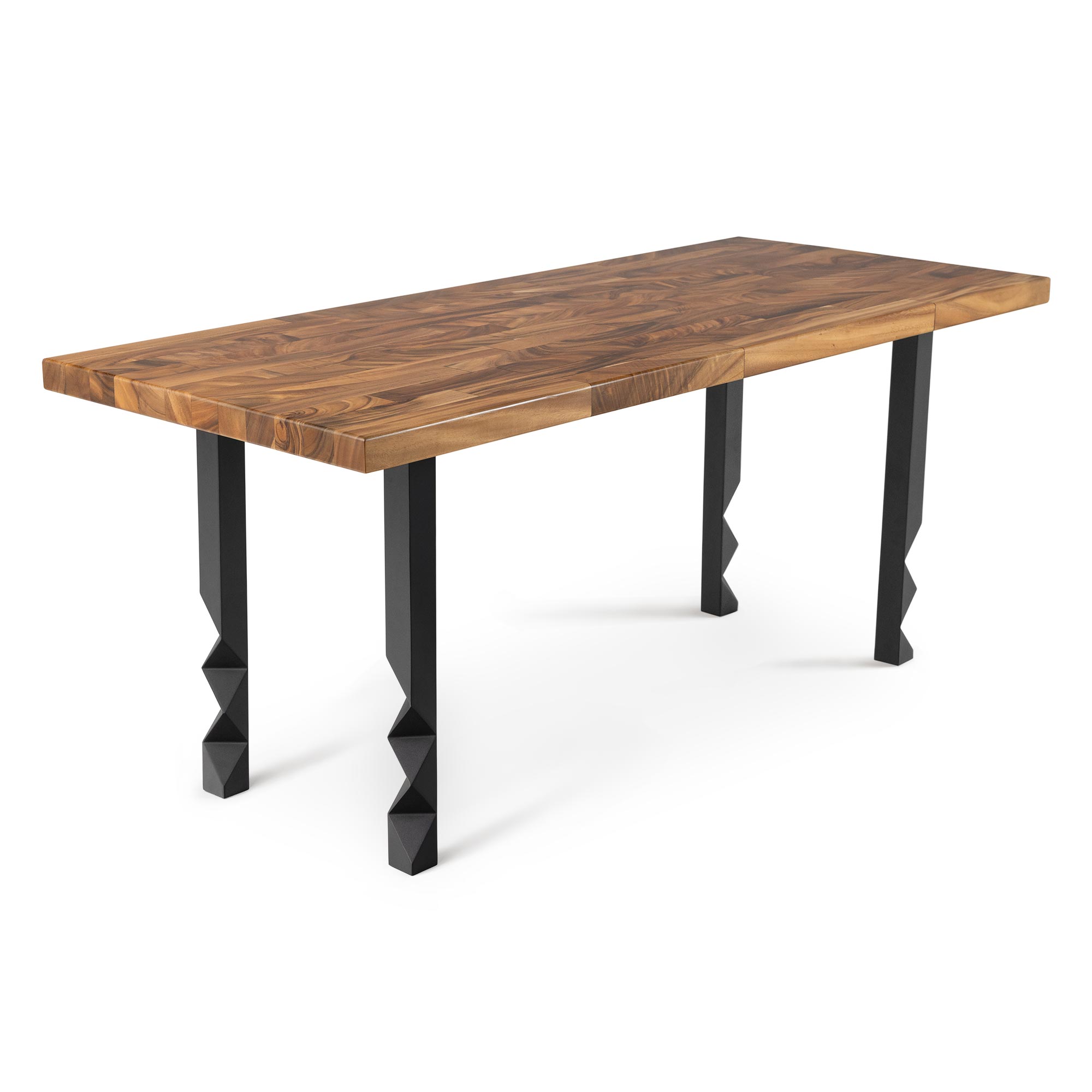 Dining Table with Pascal 28.5" H Metal Table Base - butcher block table top side white background