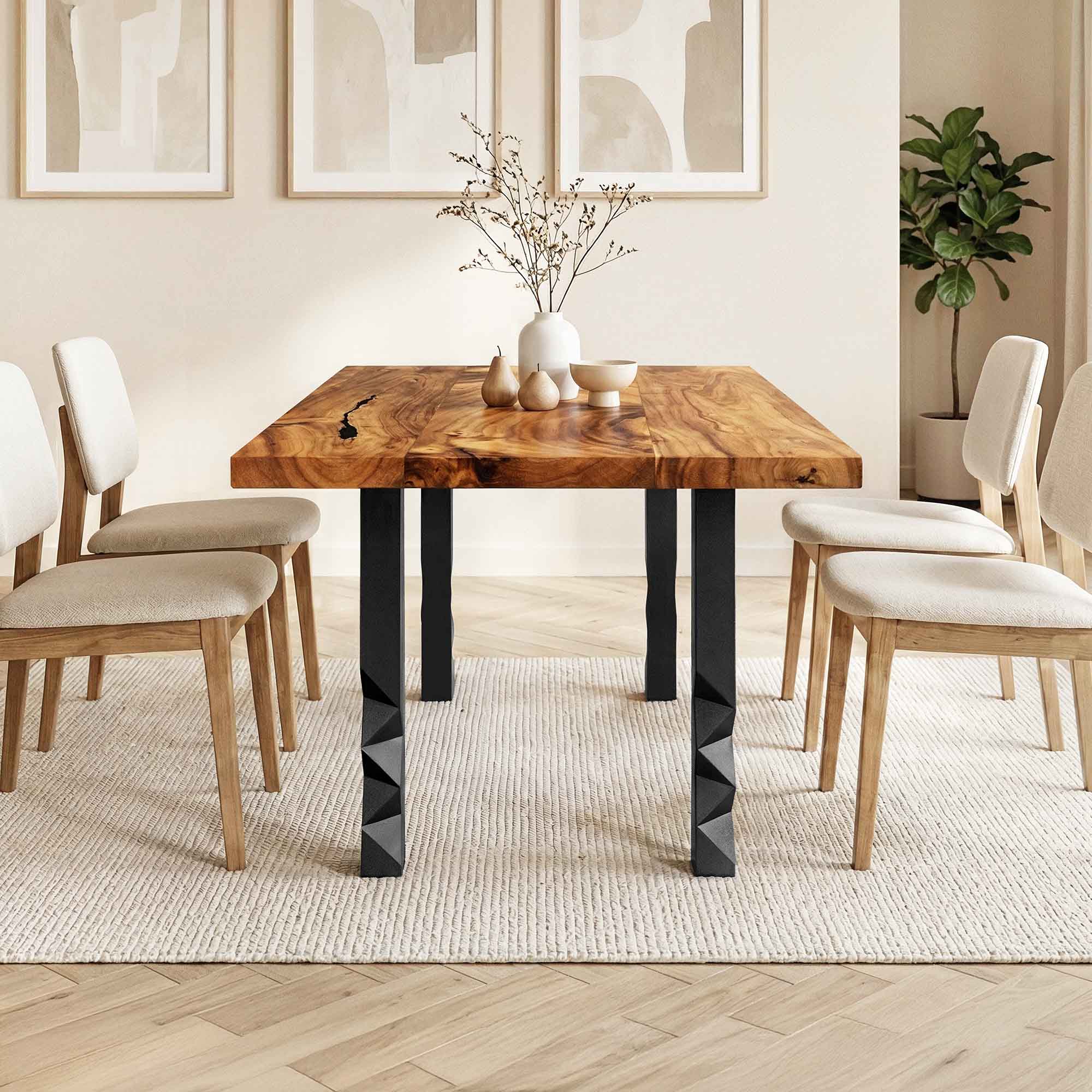 Dining Table with Pascal 28.5" H Metal Table Base - natural wood table top interior