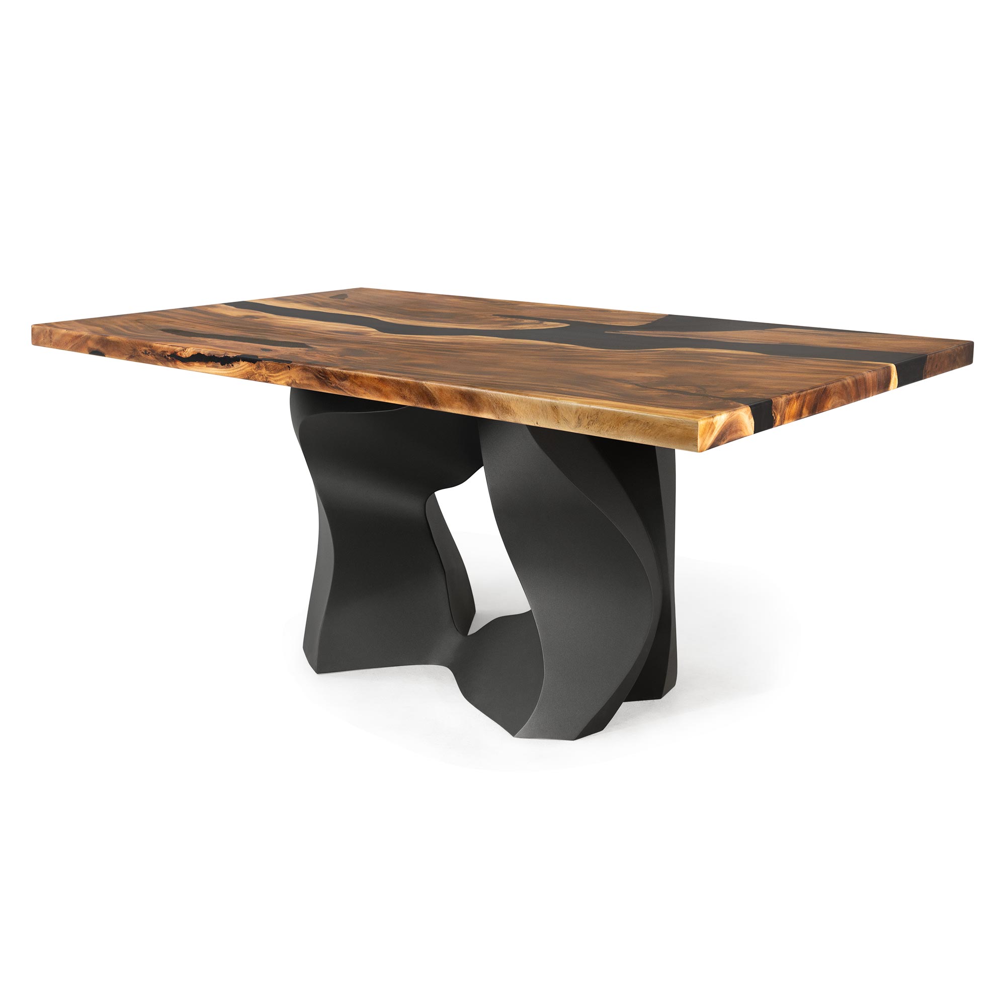 Dining Table with Rocky 28.5" H Metal Table Base - epoxy table top white background