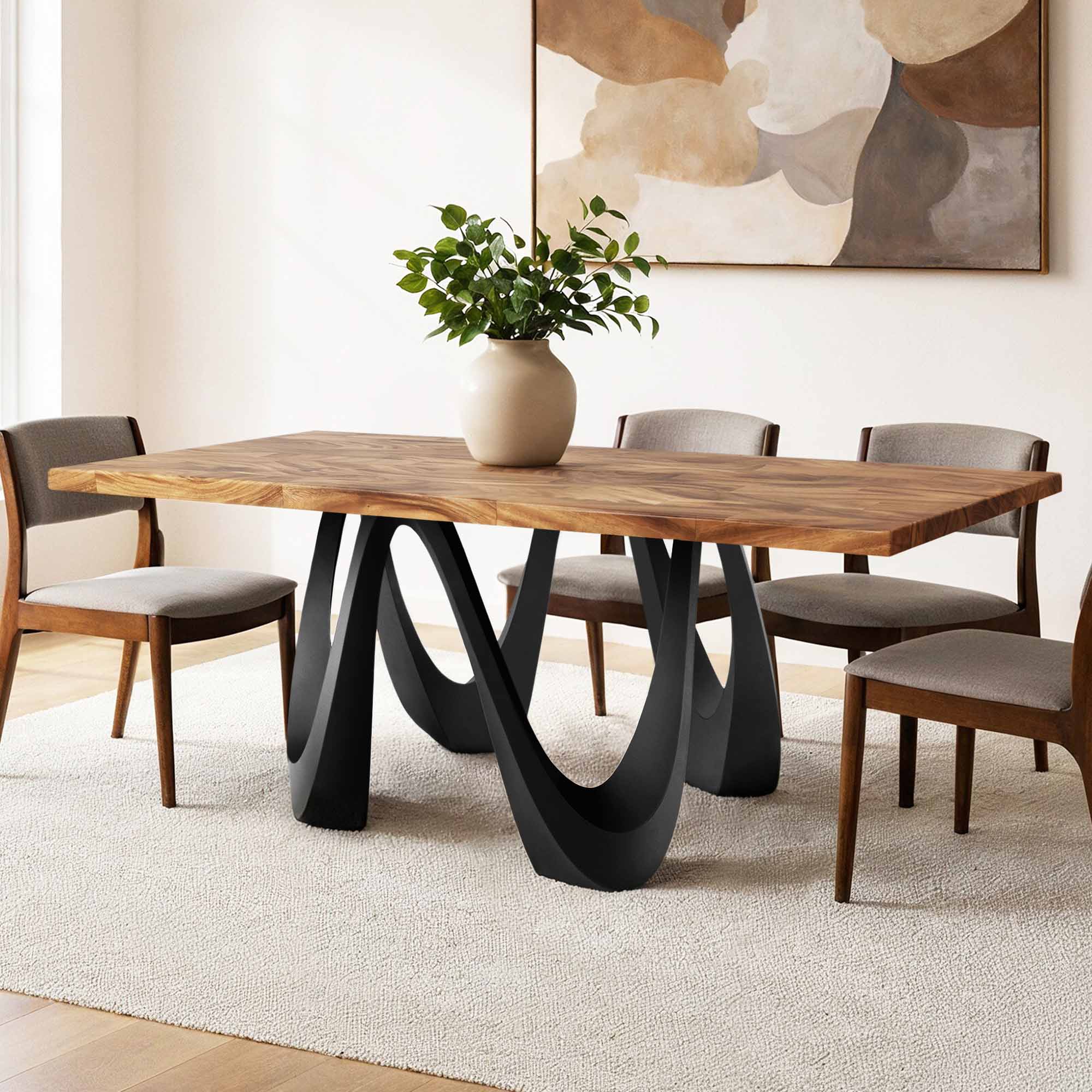 Dining Table with Wavea 28.5" H Metal Table Base - thumb
