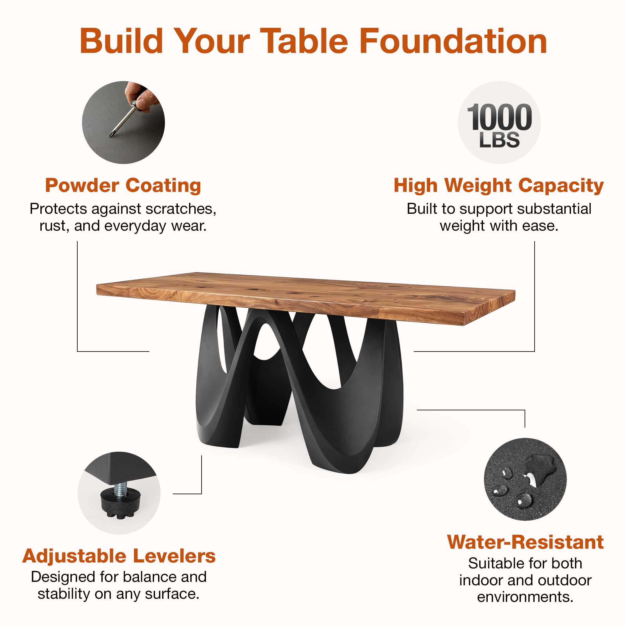Features of Dining Table with Wavea 28.5" H Metal Table Base