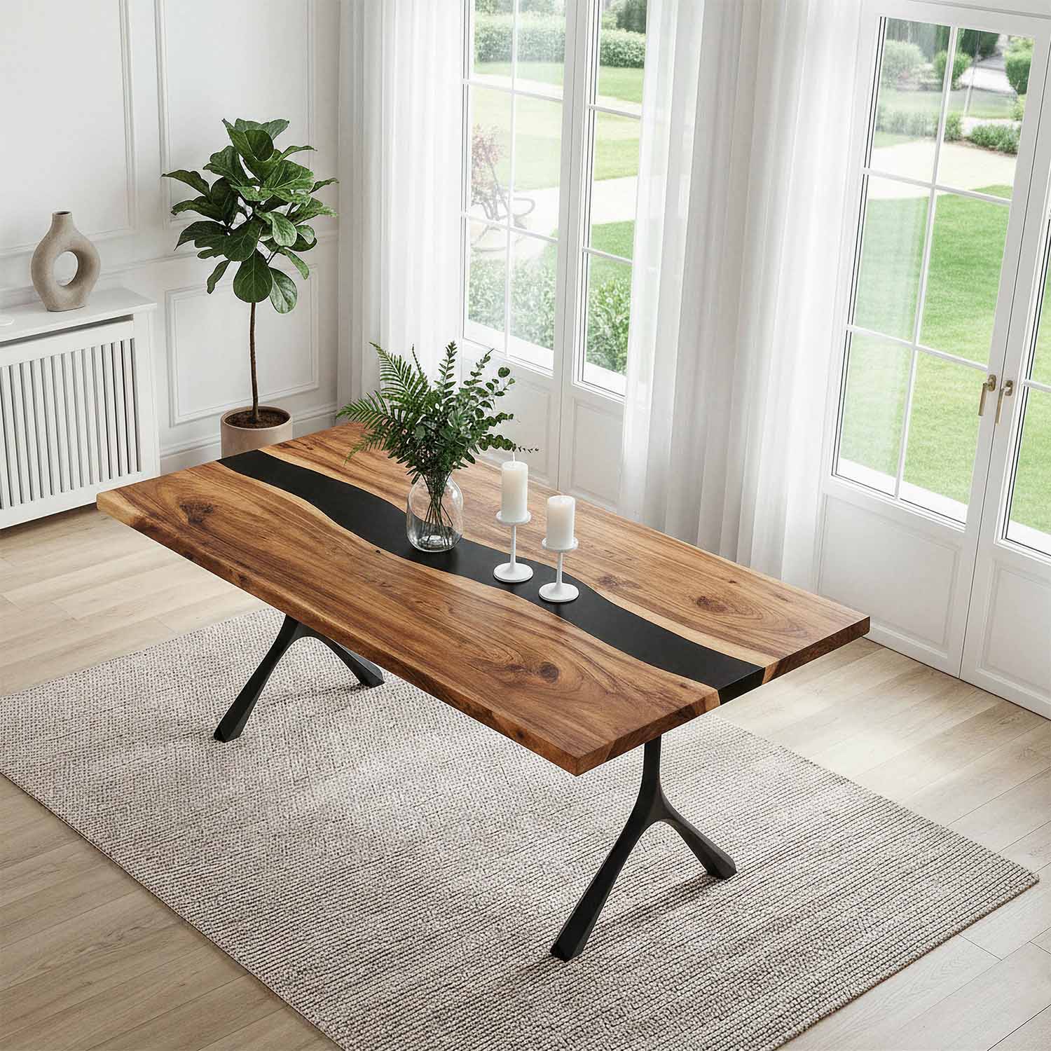 Dining Table with Wilis 28.5" H Steel Table Legs - epoxy table top interior