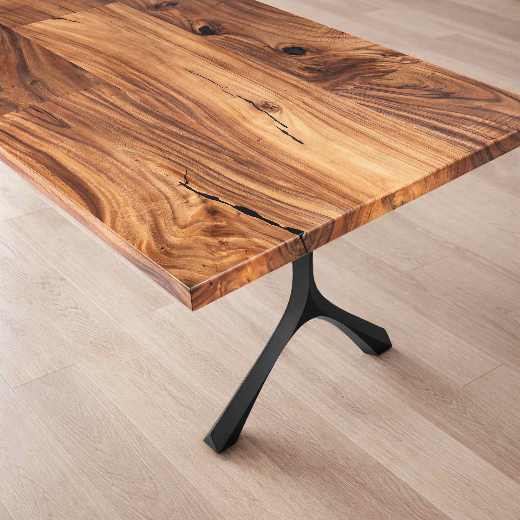 Dining Table with Wilis 28.5" H Steel Table Legs - natural wood table top interior