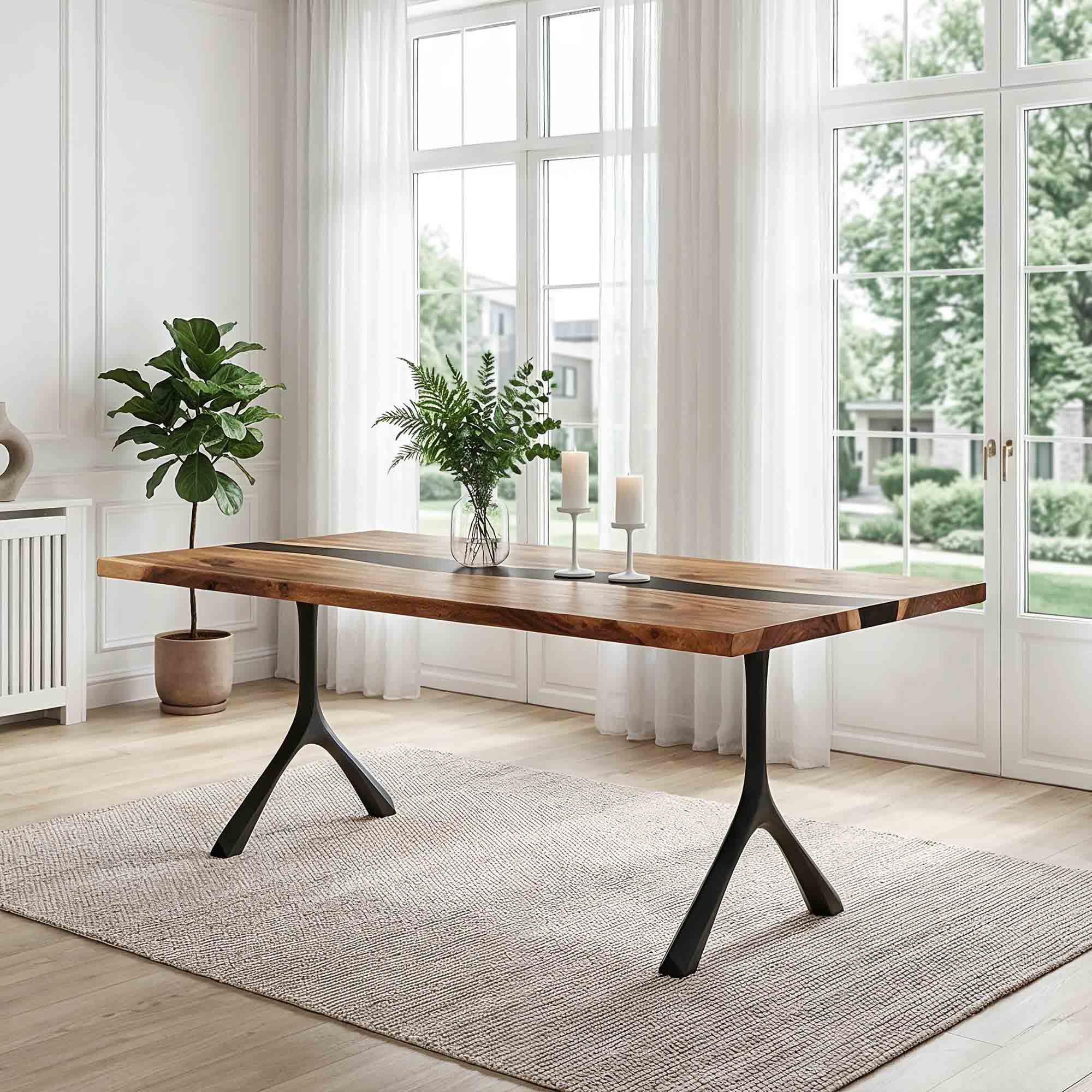 Dining Table with Wilis 28.5" H Steel Table Legs - epoxy table top interior