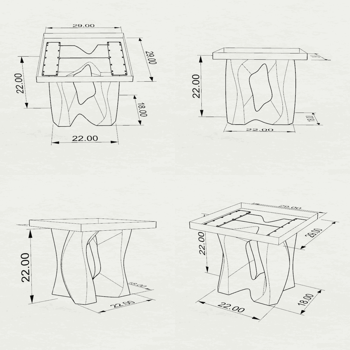 End Table 29" or 48" with Carved Rock Steel Base - 301 Rocky - SSQ29 3D Drawings