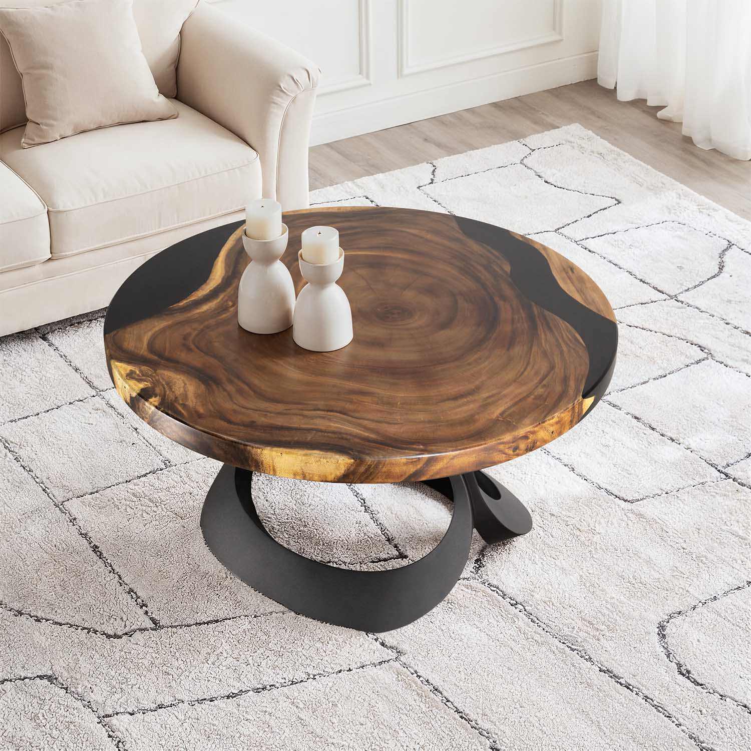 Manta Table Base 16" H Metal Design for Coffee Tables close-up of table top interior