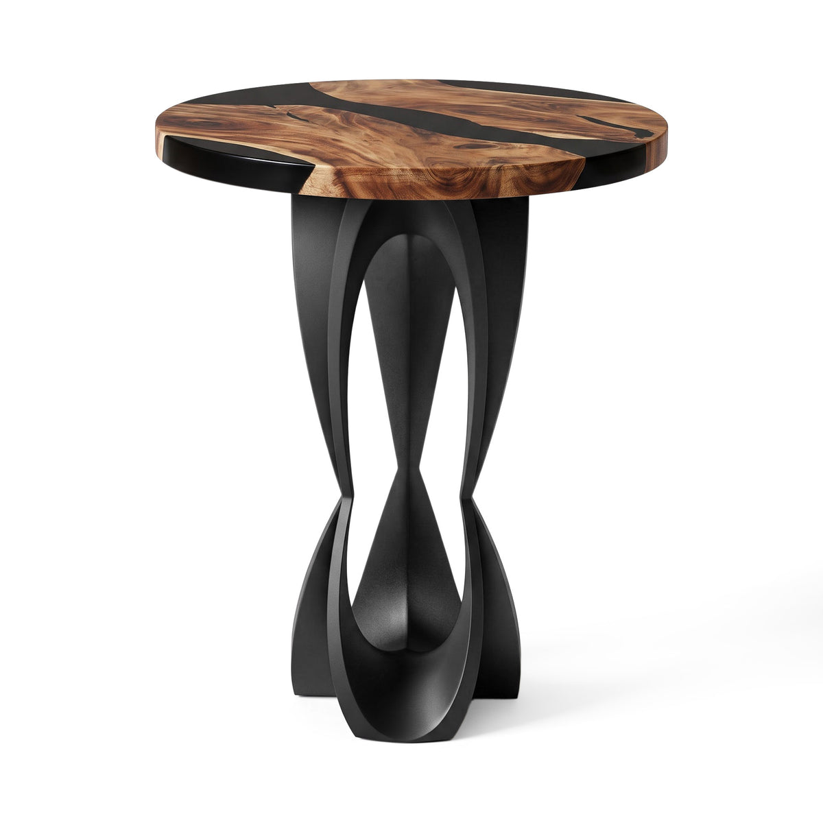 MCM Bar Table 35" or 41" Round in Epoxy Wood for Home Bars - 606 Blowy - SRU35 White Background