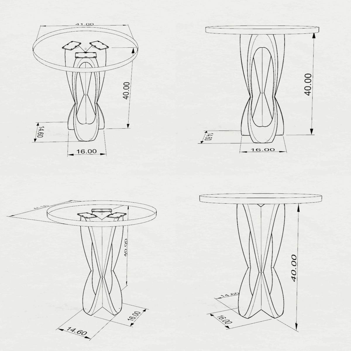 MCM Bar Table 35" or 41" Round in Epoxy Wood for Home Bars - 606 Blowy - SRU41 3D Drawings