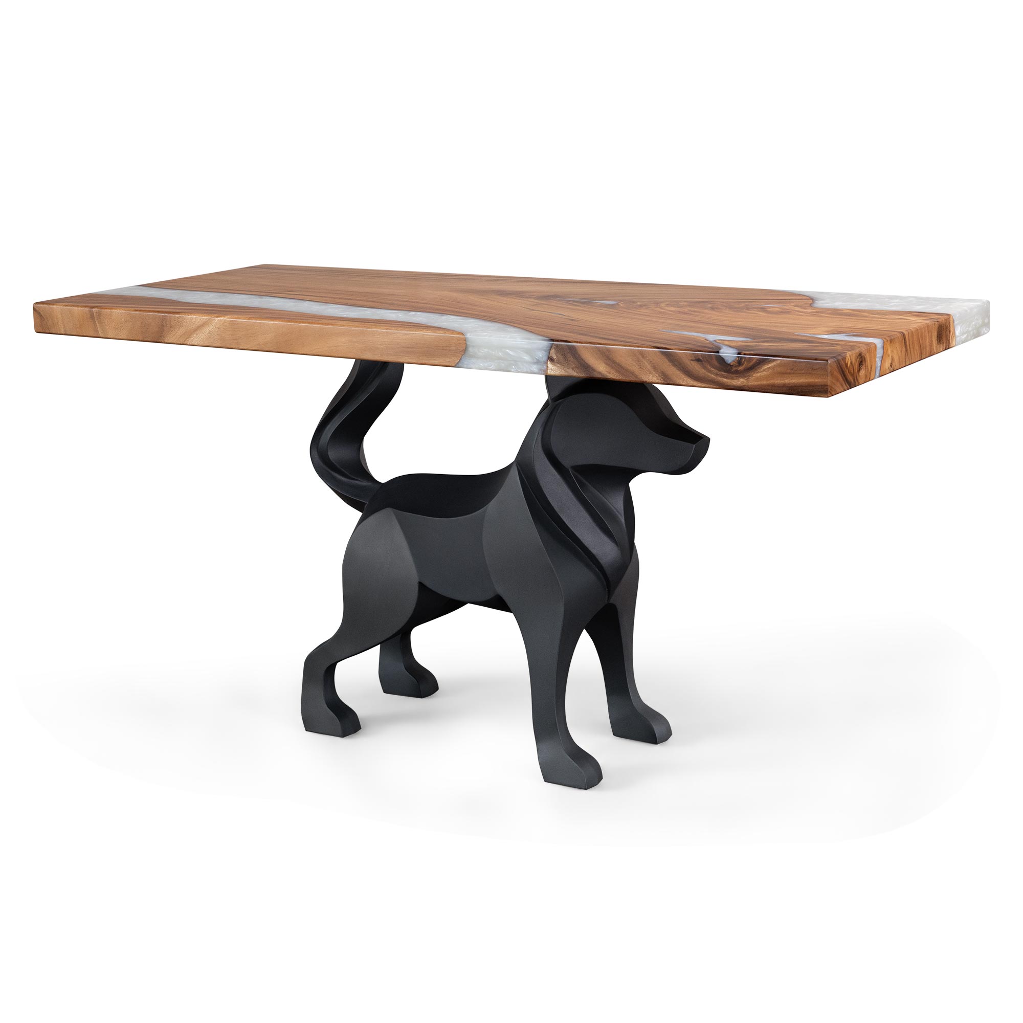 Metal Table Base Canis 28.5" H for Dining Table - epoxy tabletop white background