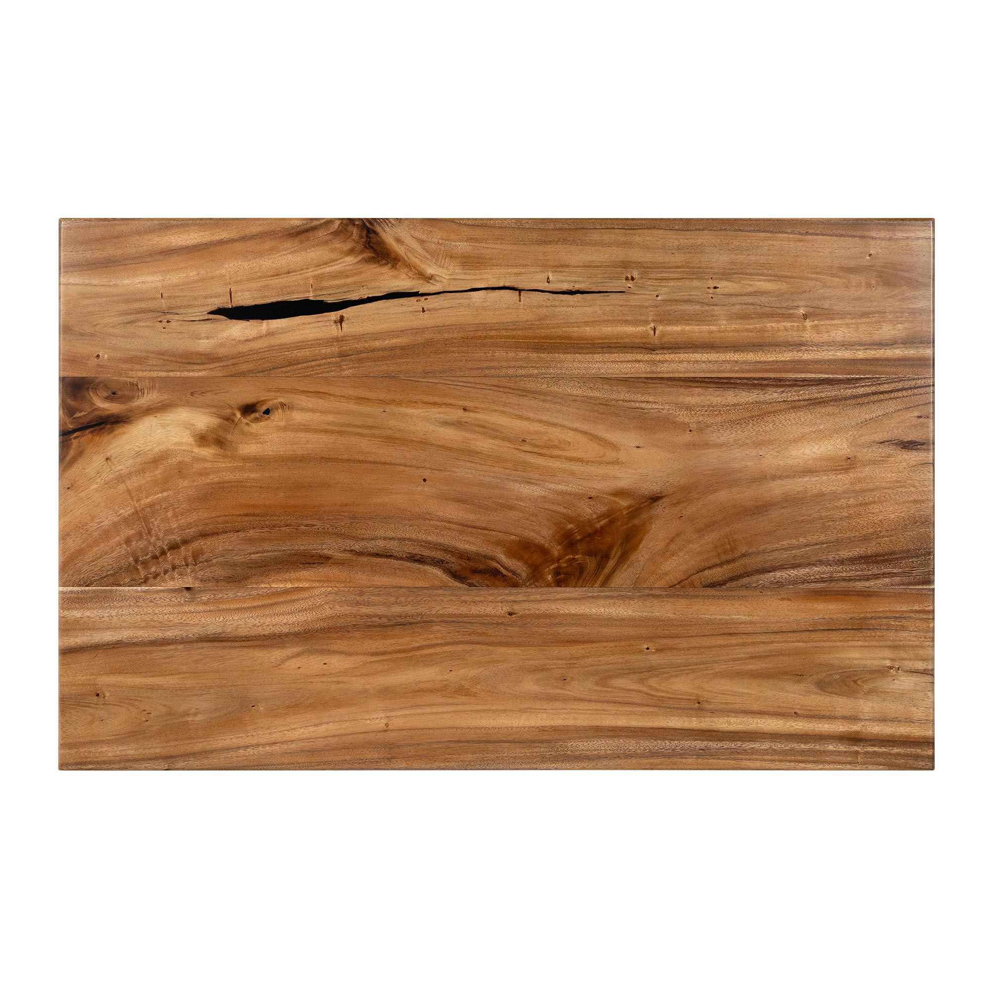 Metal Table Base Framie 16" H High Side Natural Wood Table - close-up of rectangle table top white background