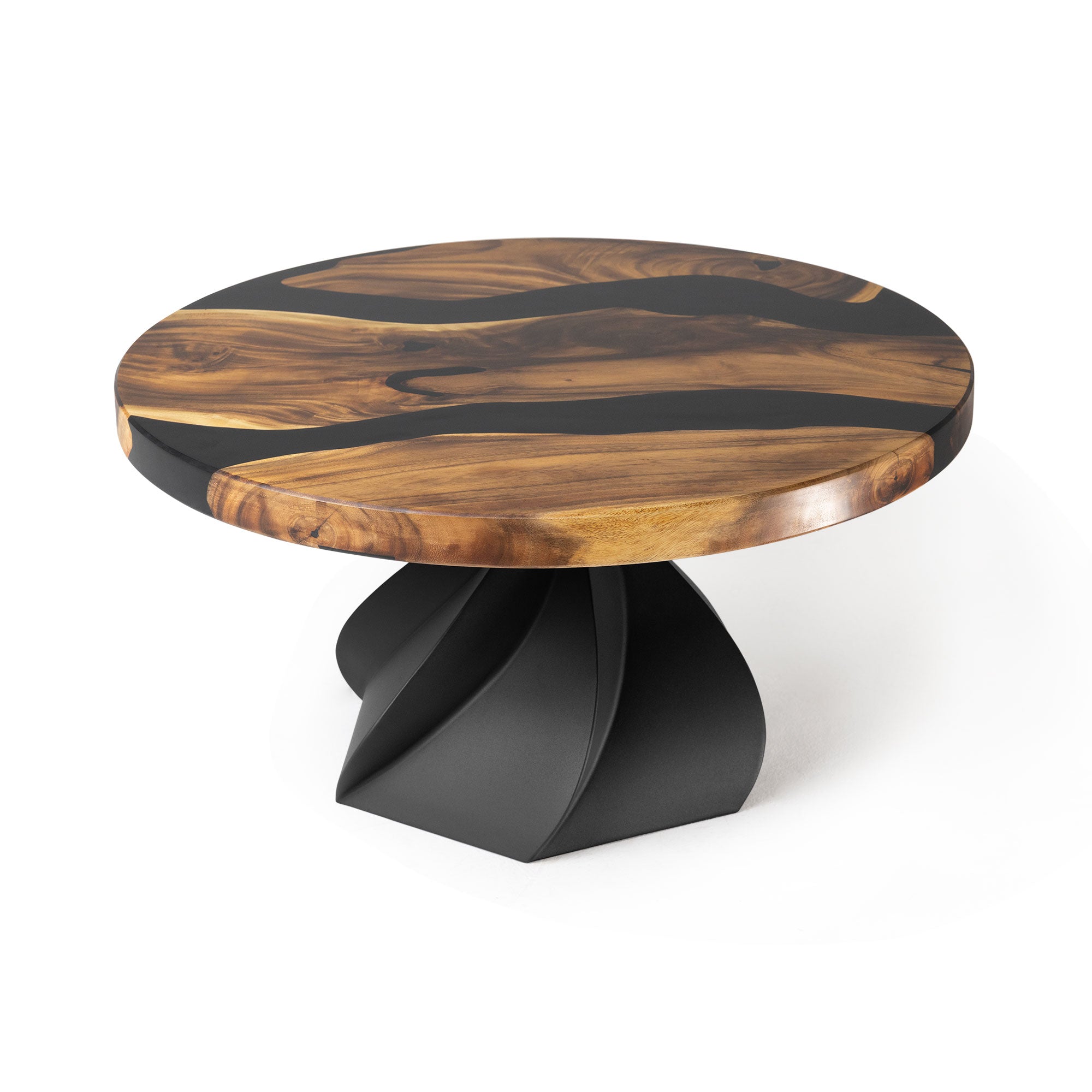 Metal Table Base Papao 16" H for Coffee Wood Table - close-up of table top white background