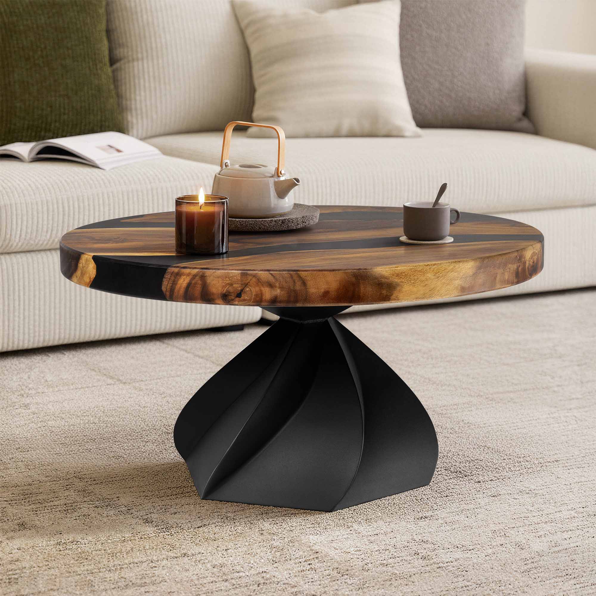 Metal Table Base Papao 16" H for Coffee Wood Table