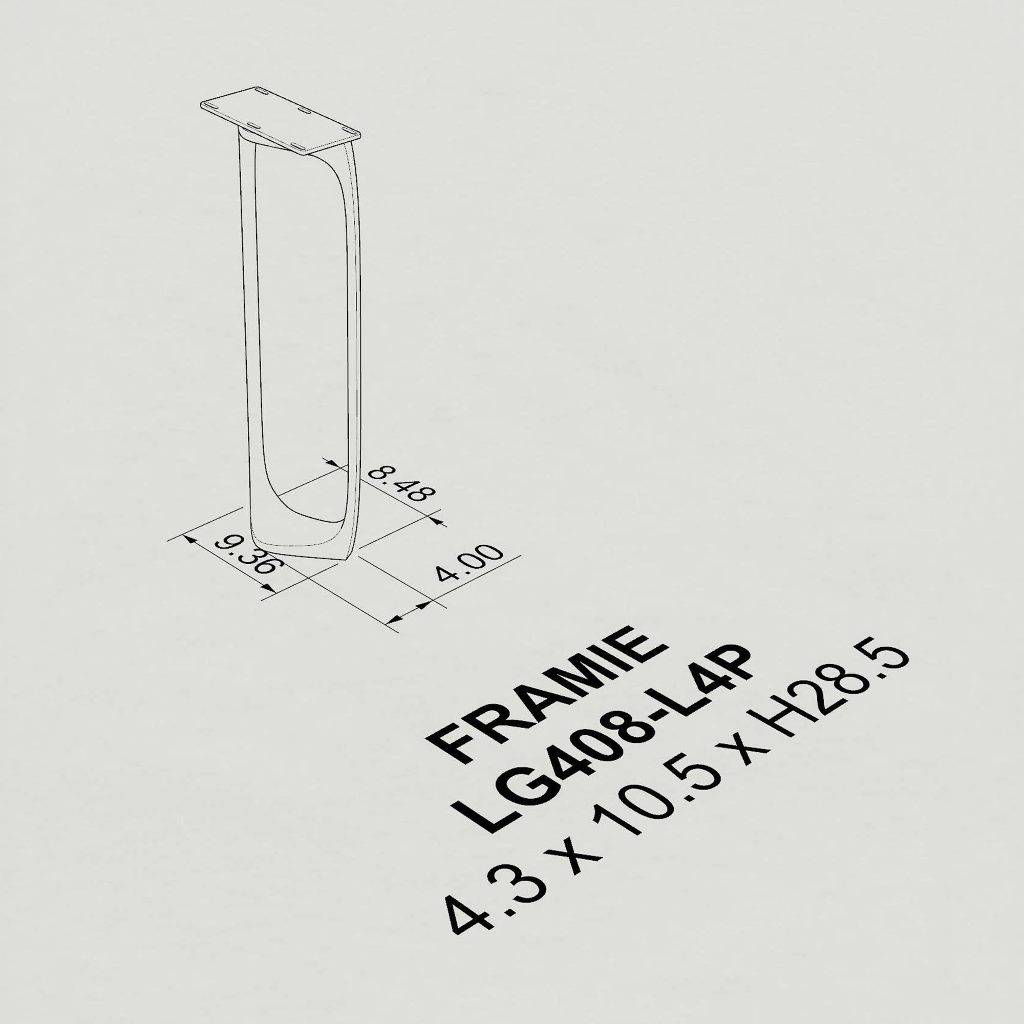 Metal Table Legs Framie 28.5" H for Butcher Block Desk - base dimension 3d drawings