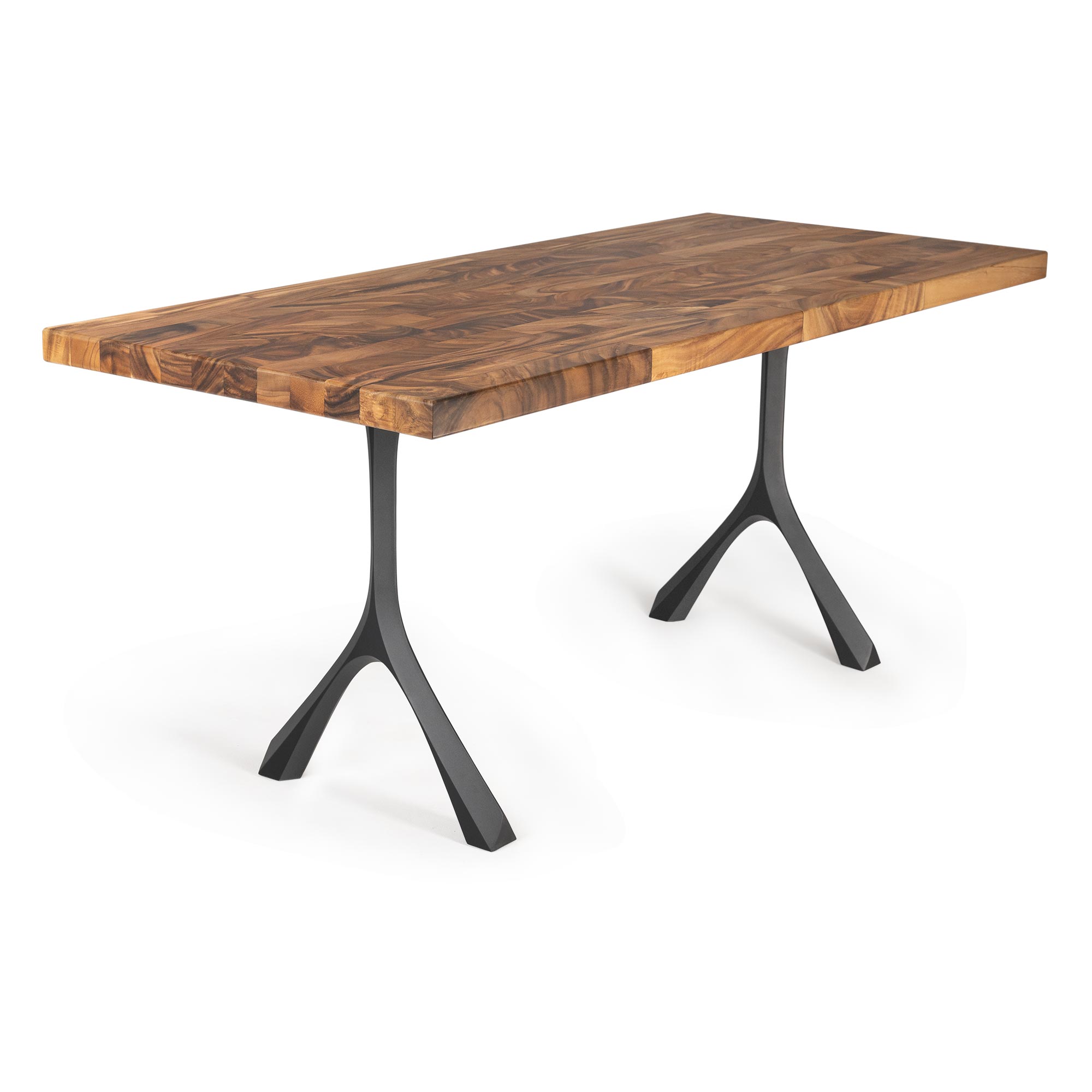 Modern Dining Table with Wilis 28.5" H Table Legs - butcher block table top center white background