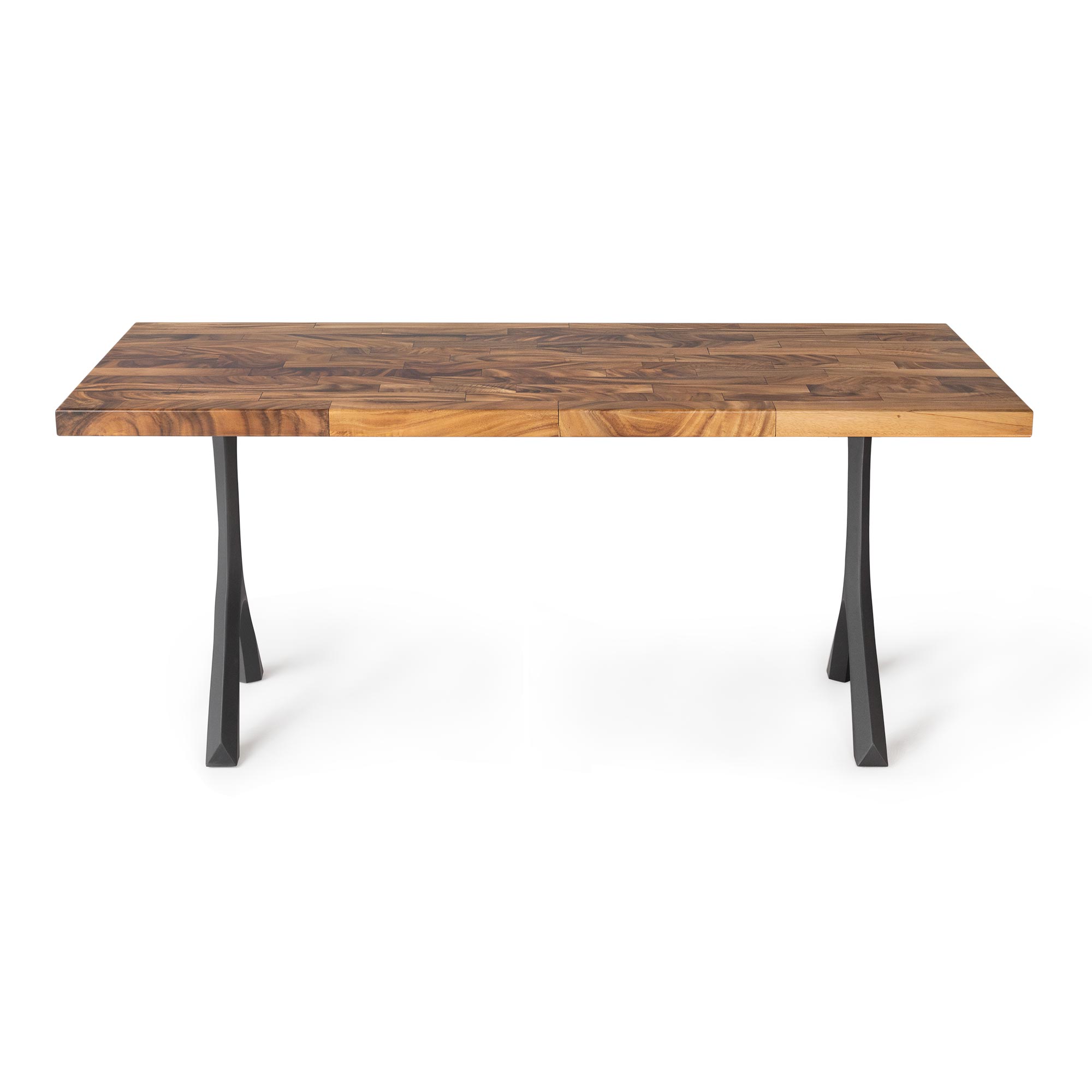 Modern Dining Table with Wilis 28.5" H Table Legs - butcher block table top side white background