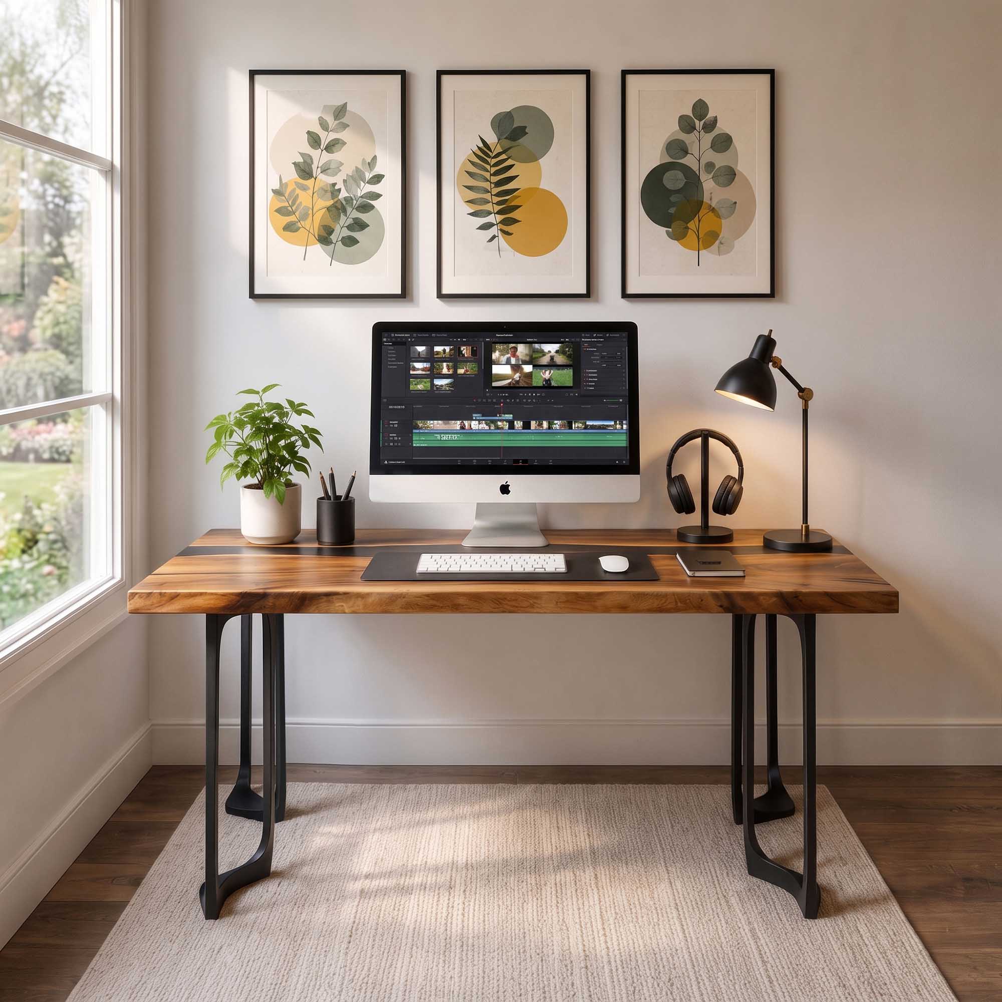 Office Desk with Framie Metal Table Legs for Modern Workspace - Epoxy top interior