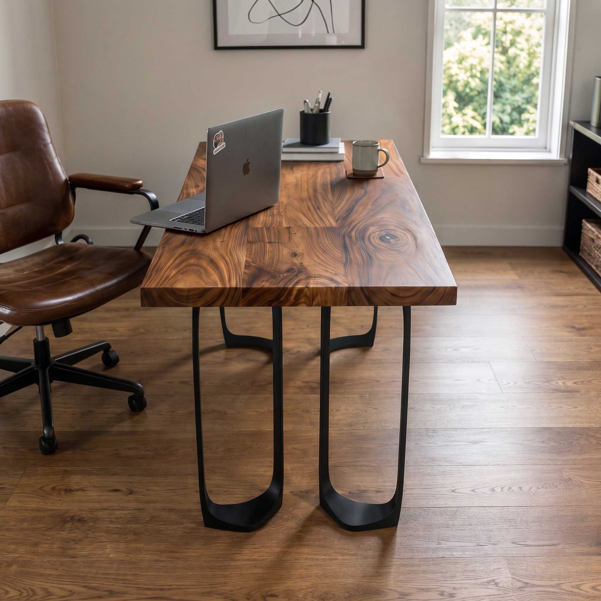 Office Desk with Framie Metal Table Legs for Modern Workspace - Natural wood top interior