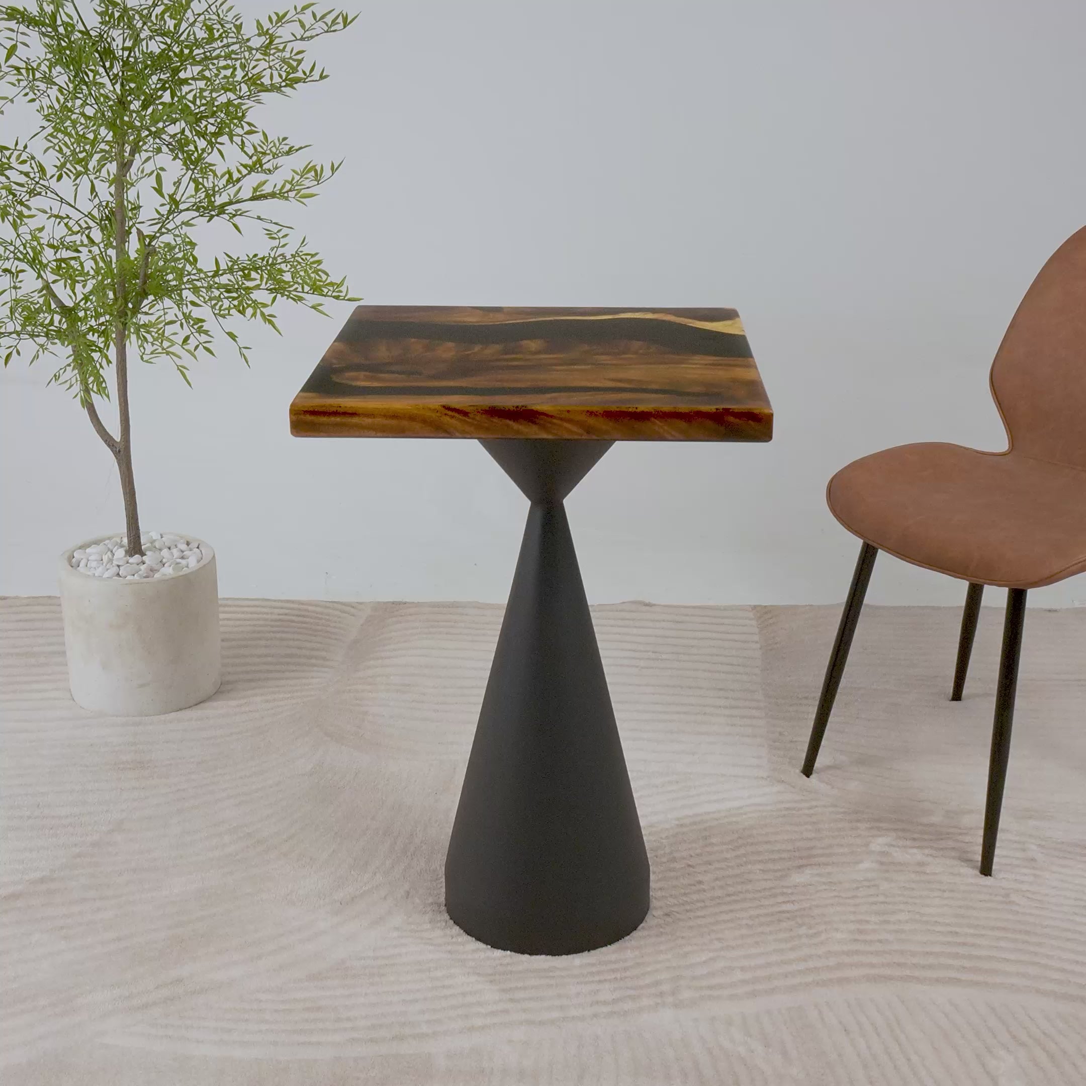 Square Handcrafted Epoxy End Table 19" x 19" - SSQ19X19-109 video