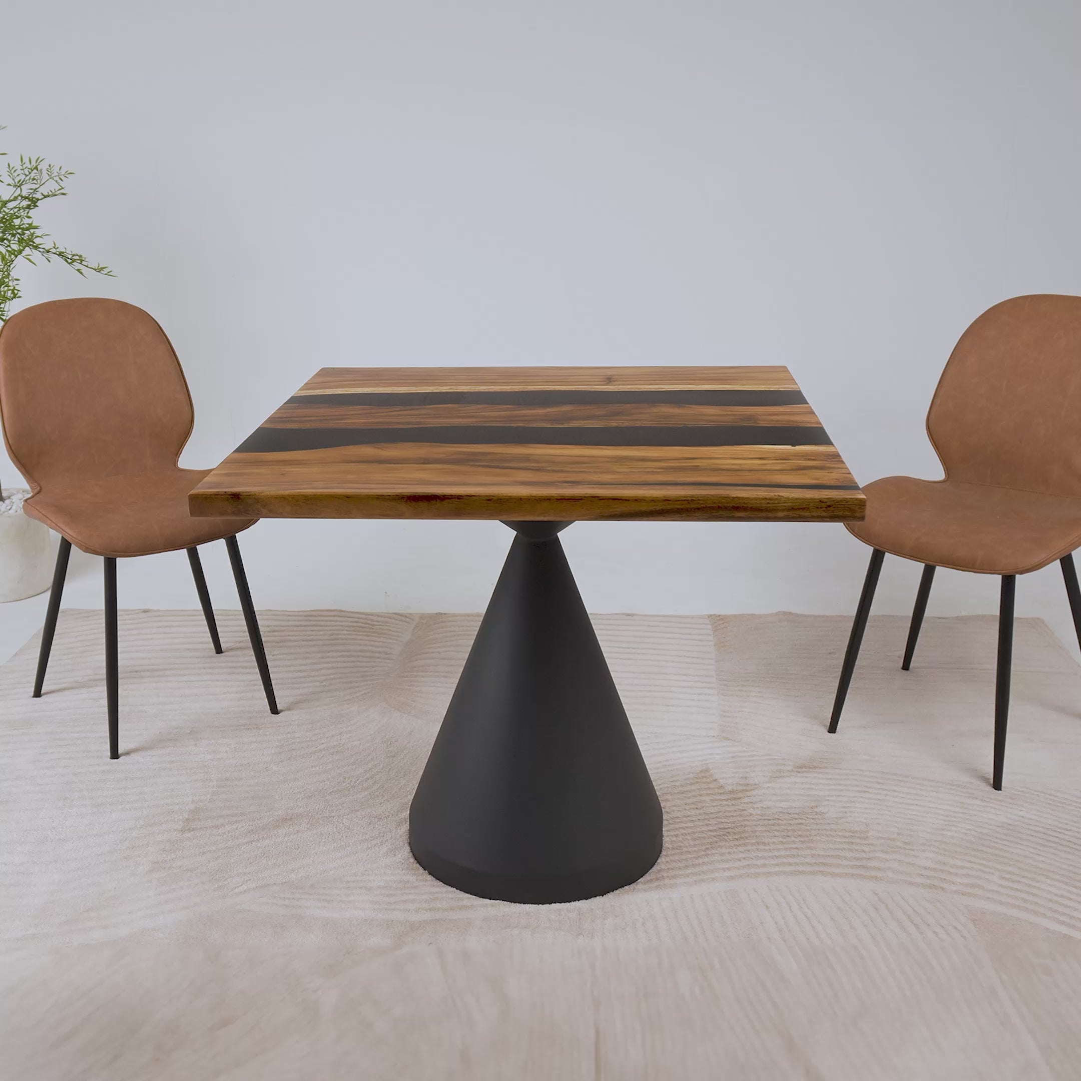 Square Epoxy Dining Room Table 35" x 35" - SSQ35x35-032-video