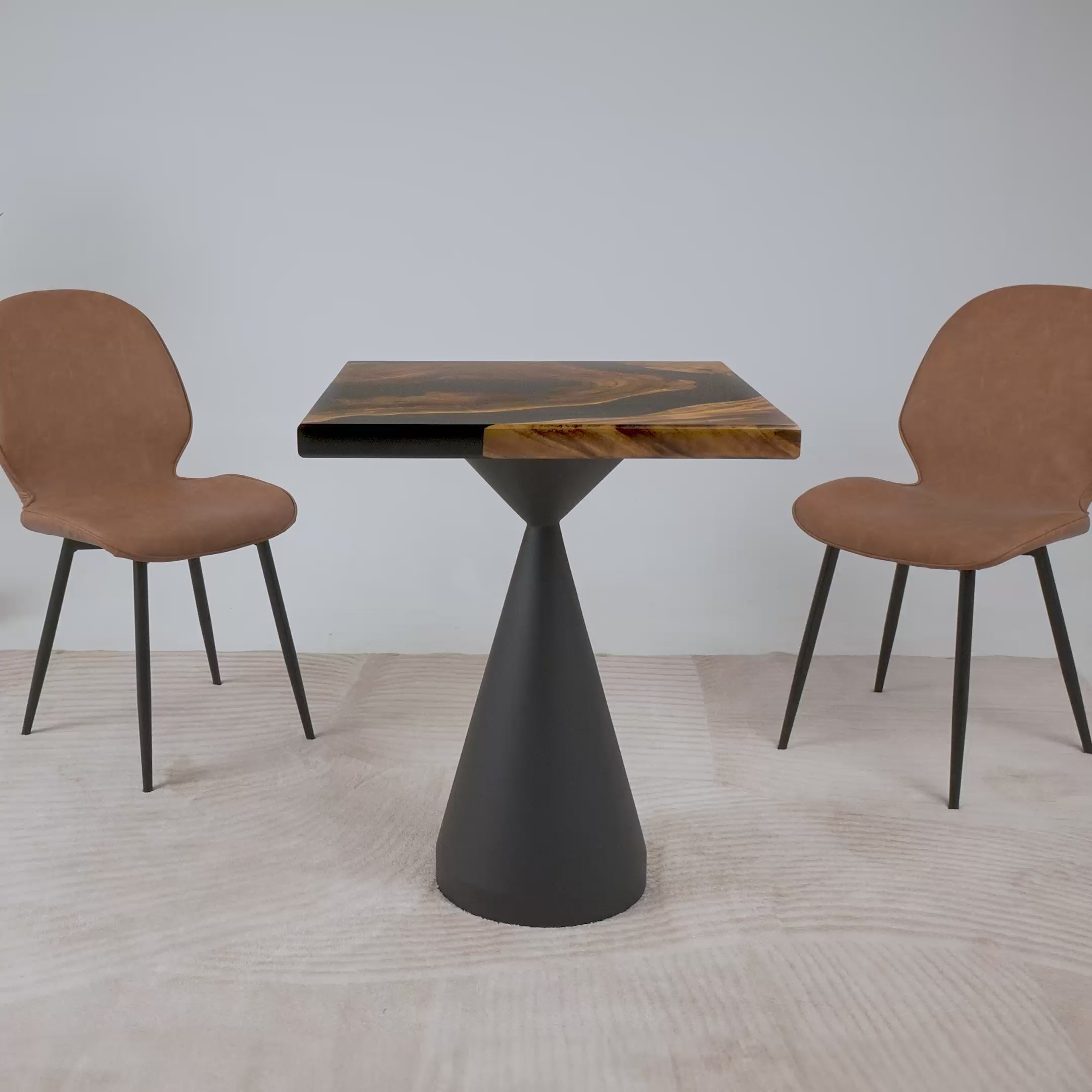 Square Natural Wood Table with Epoxy Finish 23" x 23" - SSQ23x23-071 -video