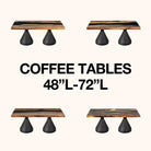 rectangle coffee table 48" to 72"