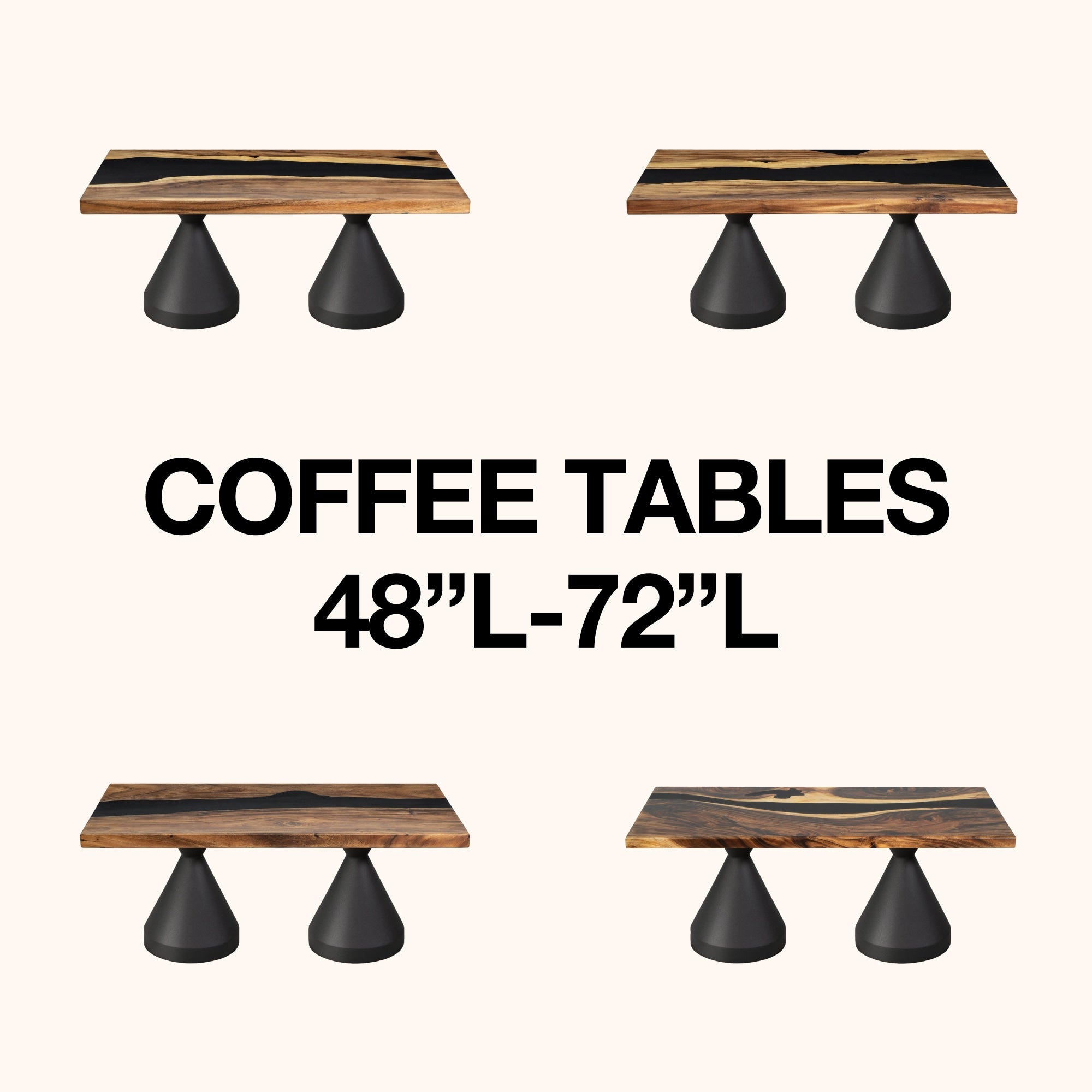 rectangle coffee table 48" to 72"
