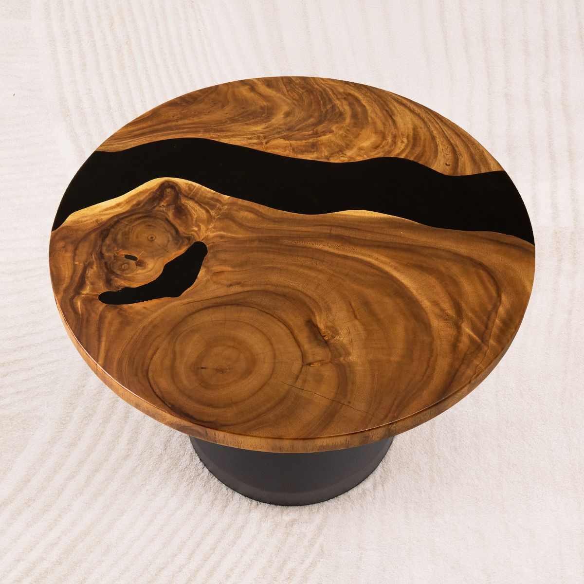 round epoxy table top 23 inches black resin 05