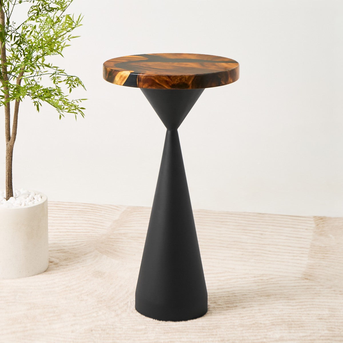 round handcrafted epoxy end table 15 inches studio 06