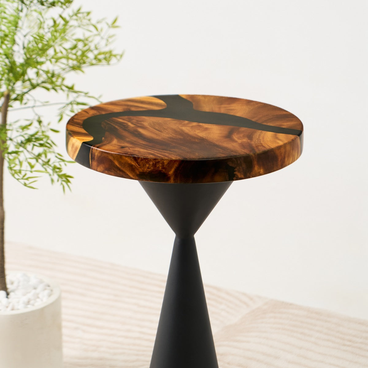 round handcrafted epoxy end table 15 inches 06