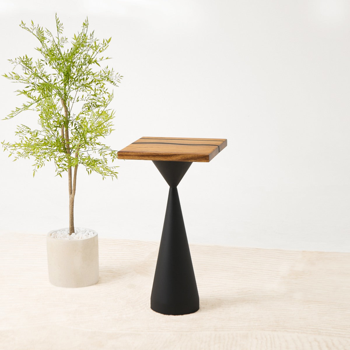 square black epoxy end table 15 inches