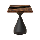 Square Handmade Wood Table with Epoxy Art 15" x 15" - SSQ15x15-139 - white background