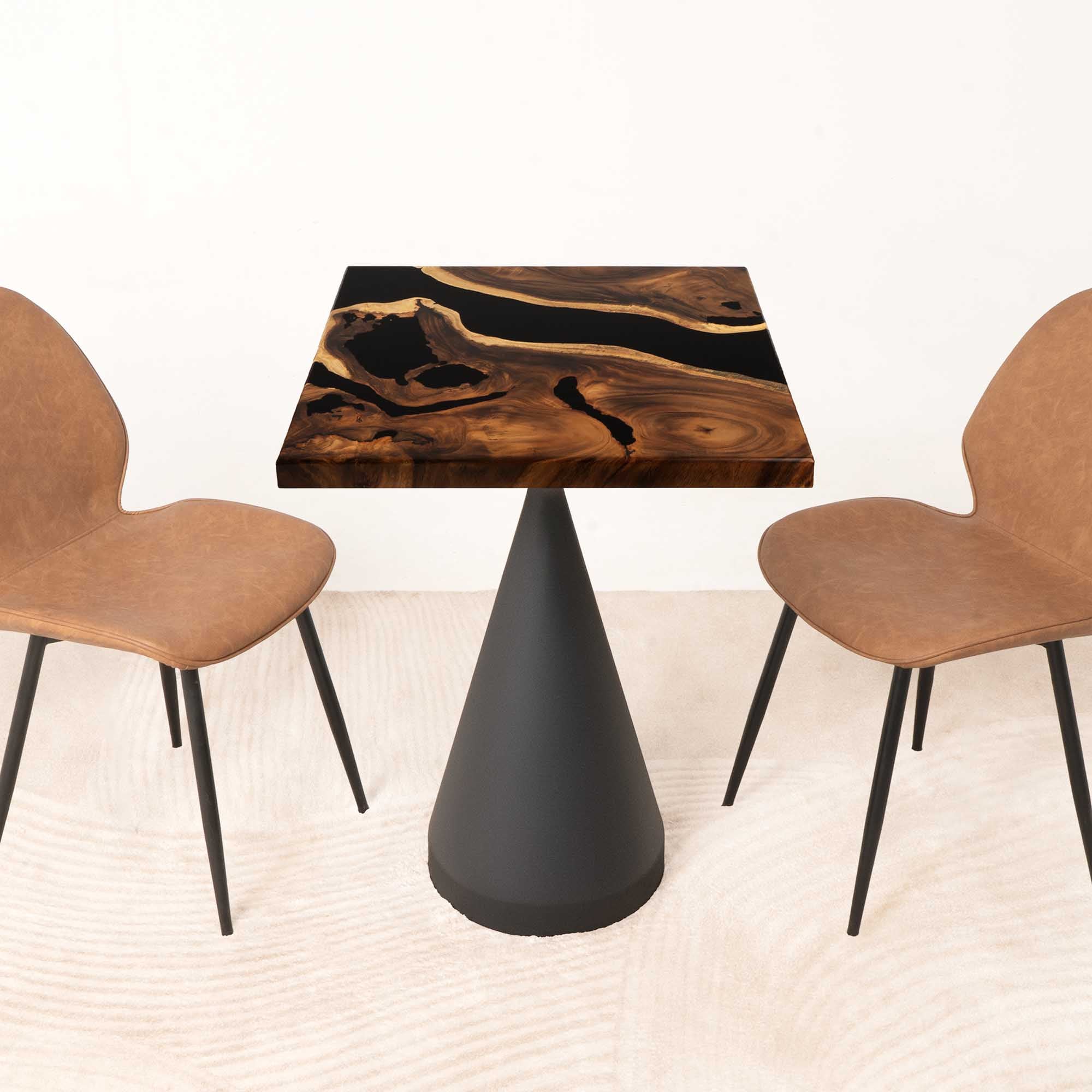 Square Black Epoxy Dining Table 23" x 23"