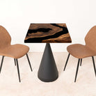 Square Natural Wood Table with Epoxy Finish 23" x 23" - SSQ23x23-071