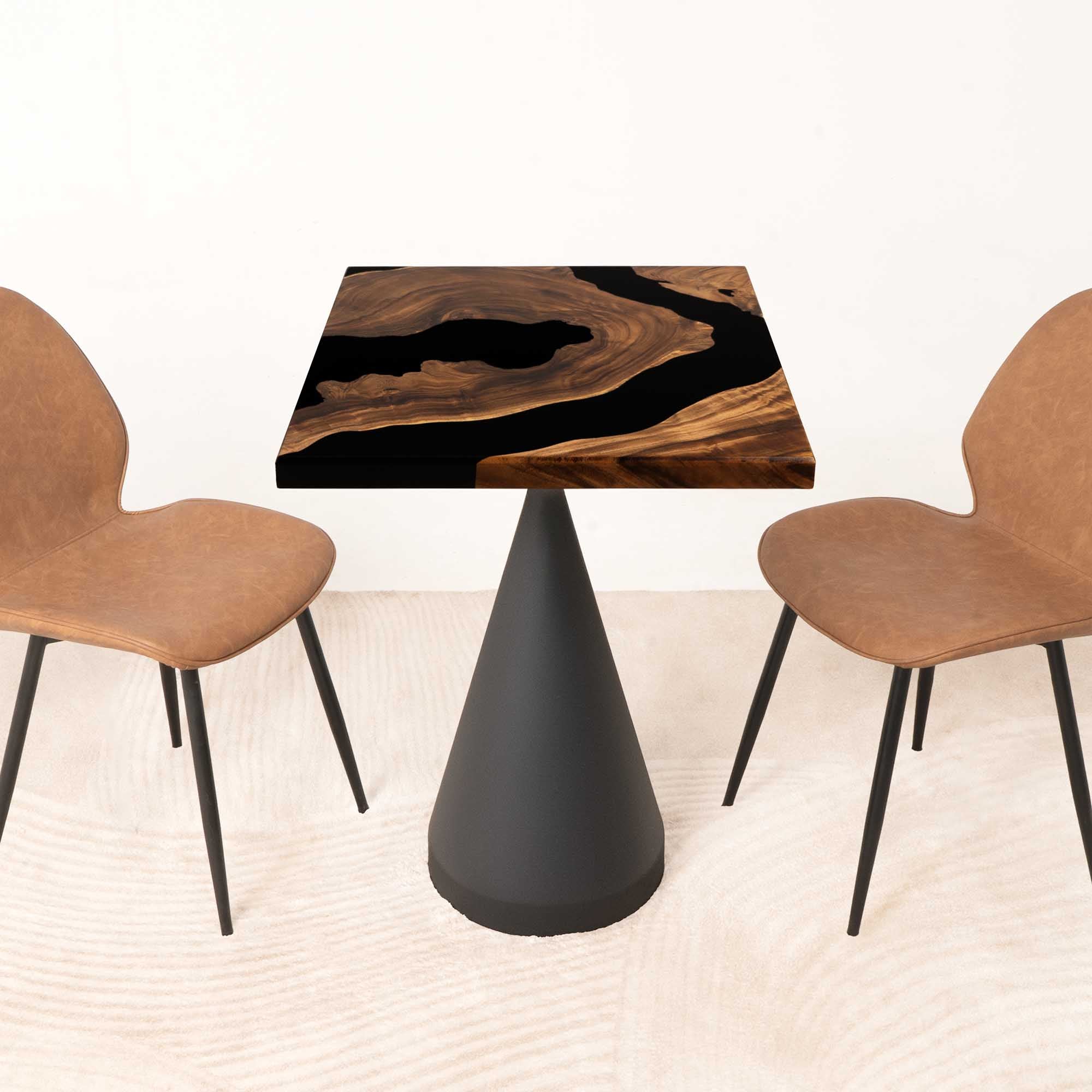 Square Natural Wood Table with Epoxy Finish 23" x 23" - SSQ23x23-071